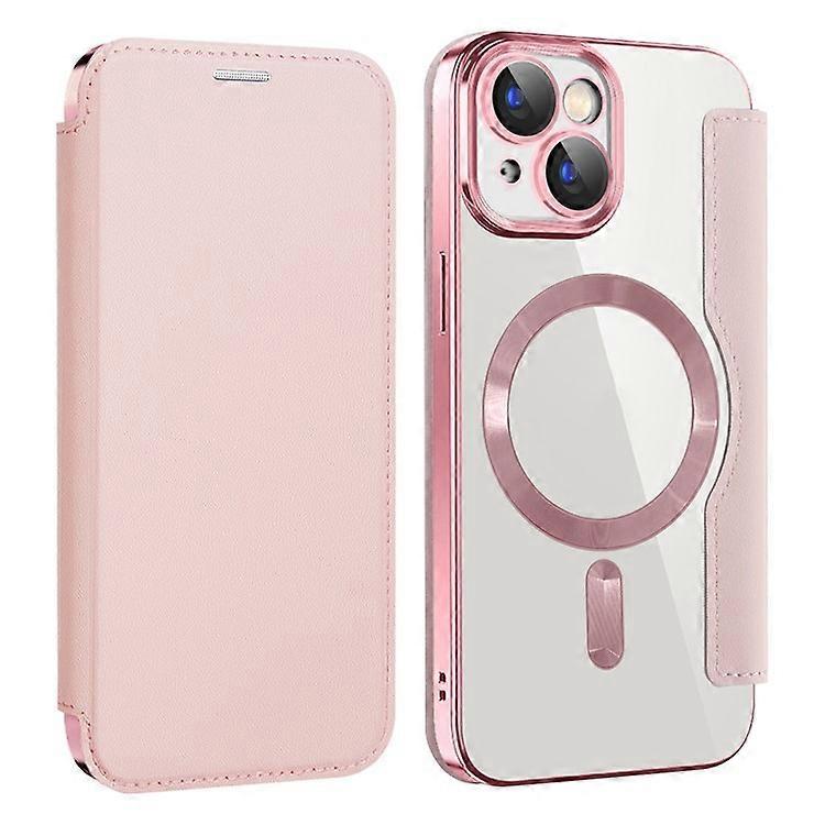 Compatible For iPhone 15 Plus Leather Phone Case Compatible with MagSafe RFID Card Holder Electroplating Cover