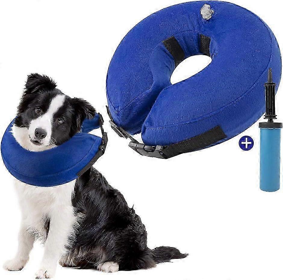 Inflatable Dog Recovery Collars Cones, Soft Adjustable Comfy Quick Release Dog Donut Collar for After Surgery, Prevent Dogs from Touching Stitches Bit