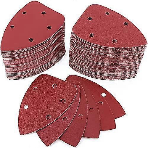 Premium Mouse Detail Sander Sandpaper Sanding Sheets - 100pcs (Each 20 of 40/80/120/400/600 Grit) - 5 Hole Pattern Hook Loop Triangle Mouse Discs