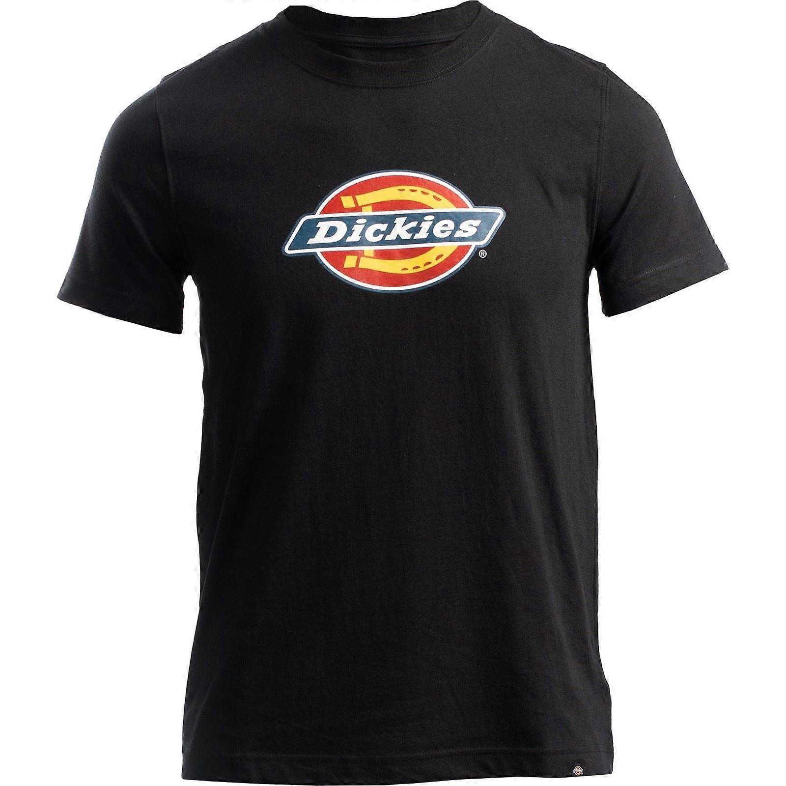 Dickies 重型三色标志 T 恤 黑色棉质运动衫,带吸湿工作服
