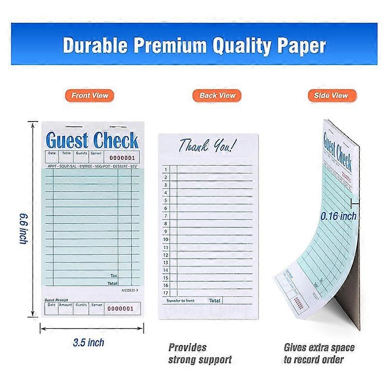 Guest Checks Book 20Pack, Server Note Pads, 1000 Count Total