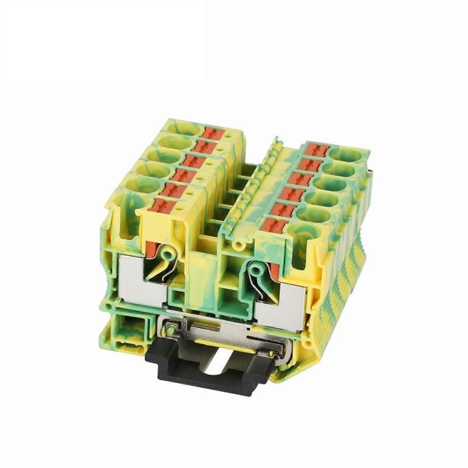 PT10-PE Push-in Ground Feed Through Din Rail Terminal Block 10mm² Protective Earth Connector 5 Pcs Electrical Wire Plug