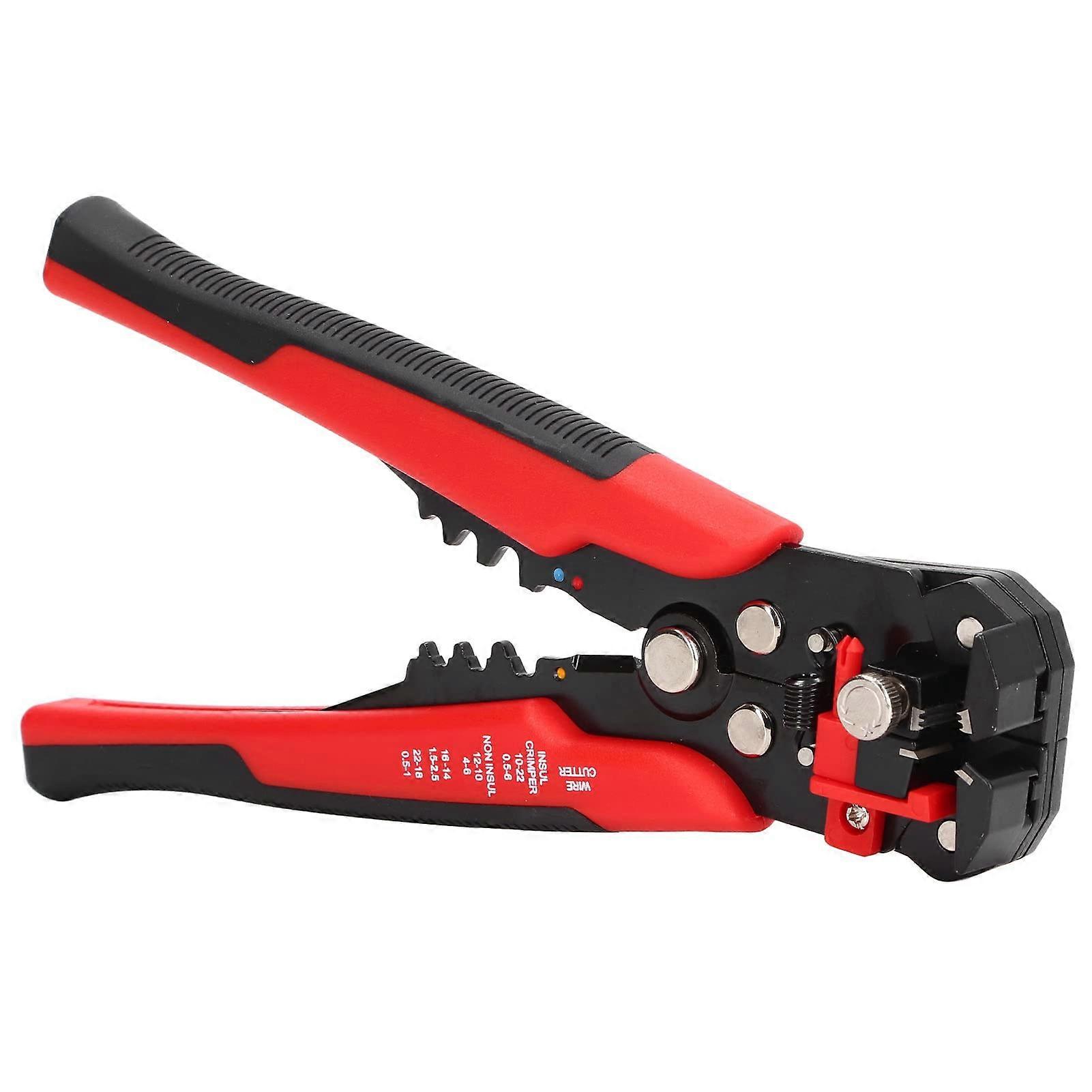 3-in-1 Automatic Wire Stripper/Cutter/Crimper, Self Adjusting, 8in Tool for Home Factory (Red)