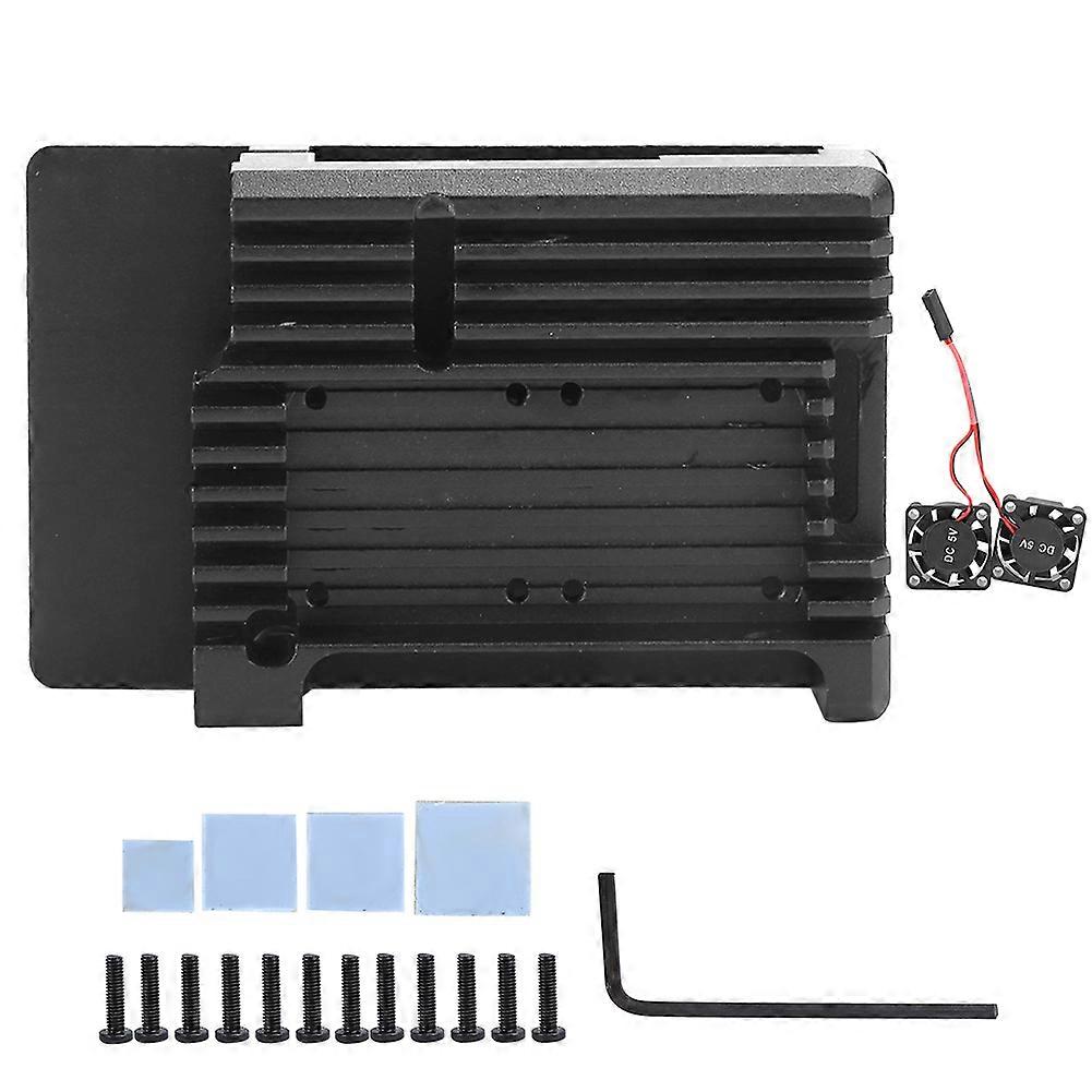 Raspberry Pi Case, CNC Aluminium Alloy Quality for Raspberry Pi 4 Model B, with Dual Cooling Fan and High Quality Thermal Tape, Reinforced Aluminum