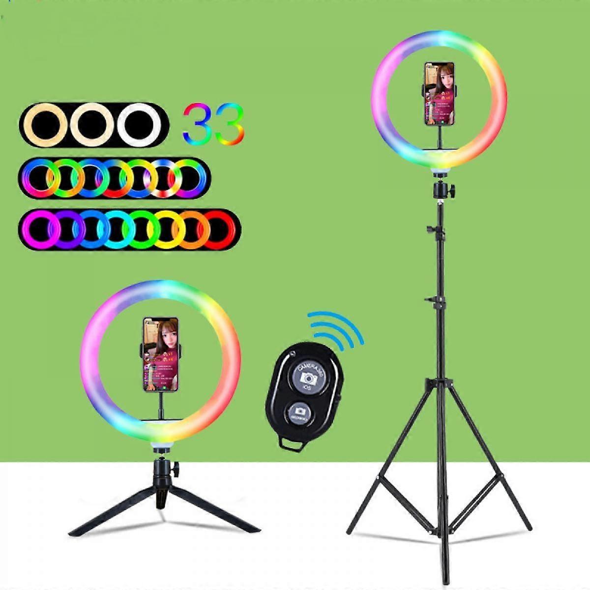 10 polegadas fill light set rgb light desktop stand selfie ring light led seven color beauty fill light