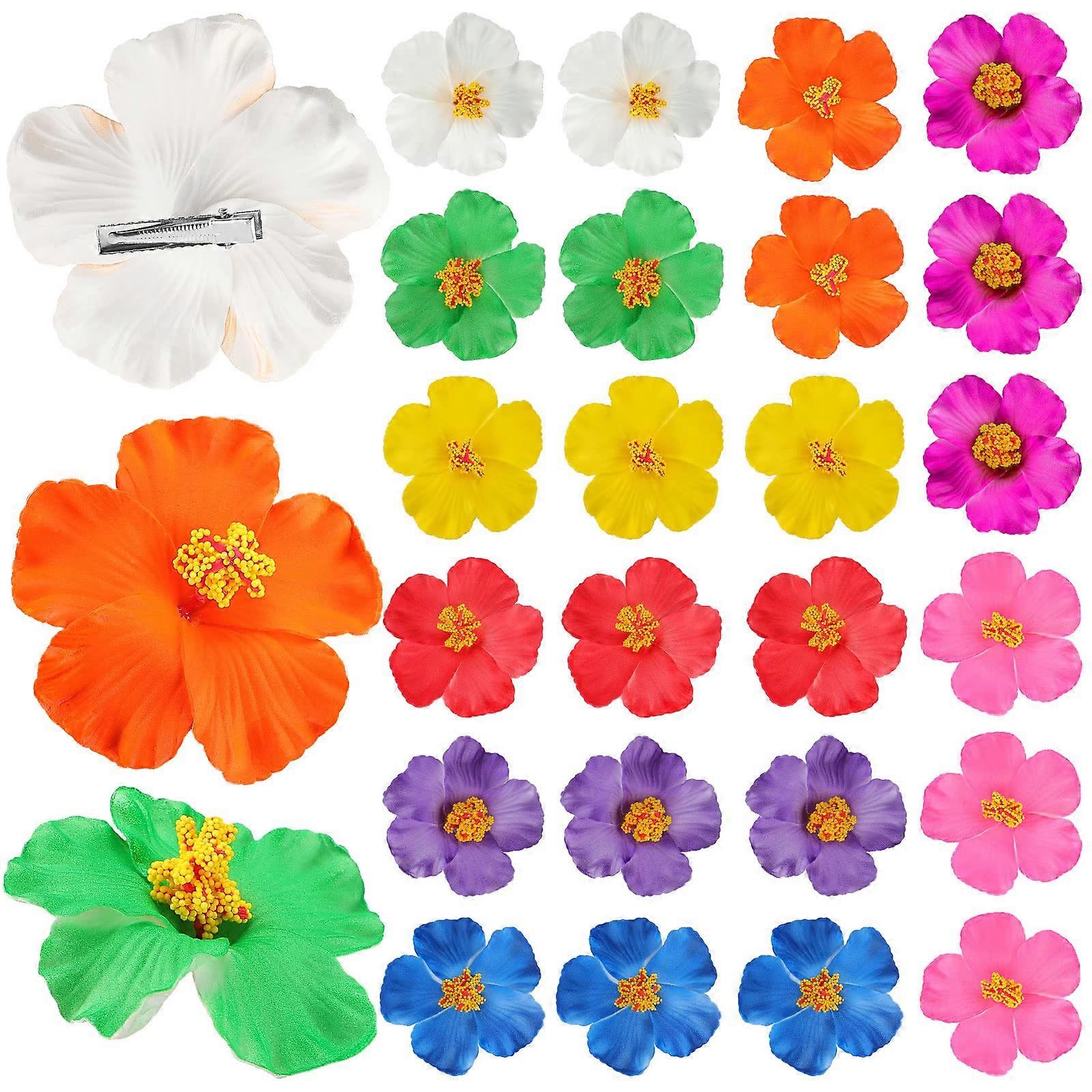 27 Pcs Hawaiian Flower Hair Clips, Hibiscus Foam Hair Accessories for Women, 3.15-3.54 Inch Tropical Party Supplies