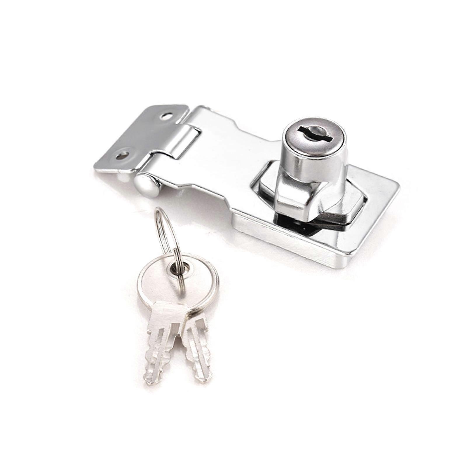 Hasp with Lock Stainless Steel 4inch Security Hasp with Lock, Lockable Cabinet Lock Furniture Lock with Key Lock Device