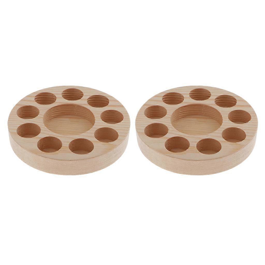 2Pc Wood Essential Oil Box Aromatherapy Display Stand Oil Rack Storage Case Tray