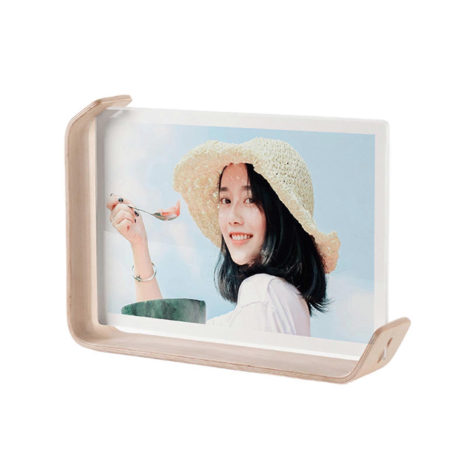 Wood Acrylic Frame with Clear Panel for Displaying Personal Photos Wedding Party Picture Frame Photo Decor Display  6 inch