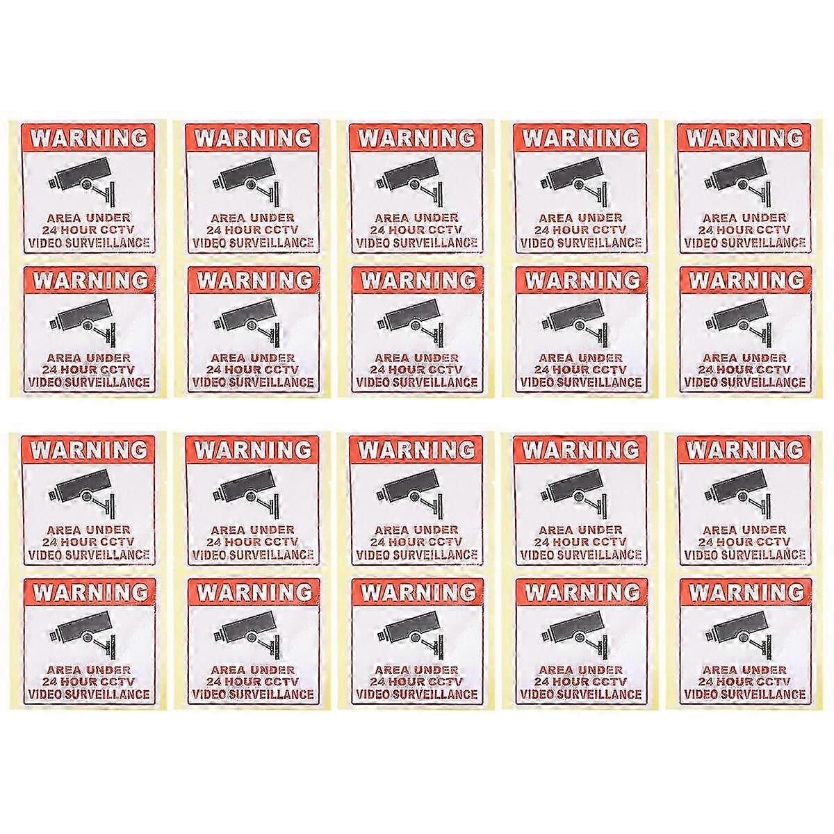 20pcs cctv κάμερα προειδοποιητικά σημάδια αυτοκόλλητα προειδοποίηση 24 ώρες βίντεο επιτήρηση σημάδι αυτοκόλλητα για το κτίριο του σχολικού γραφείου