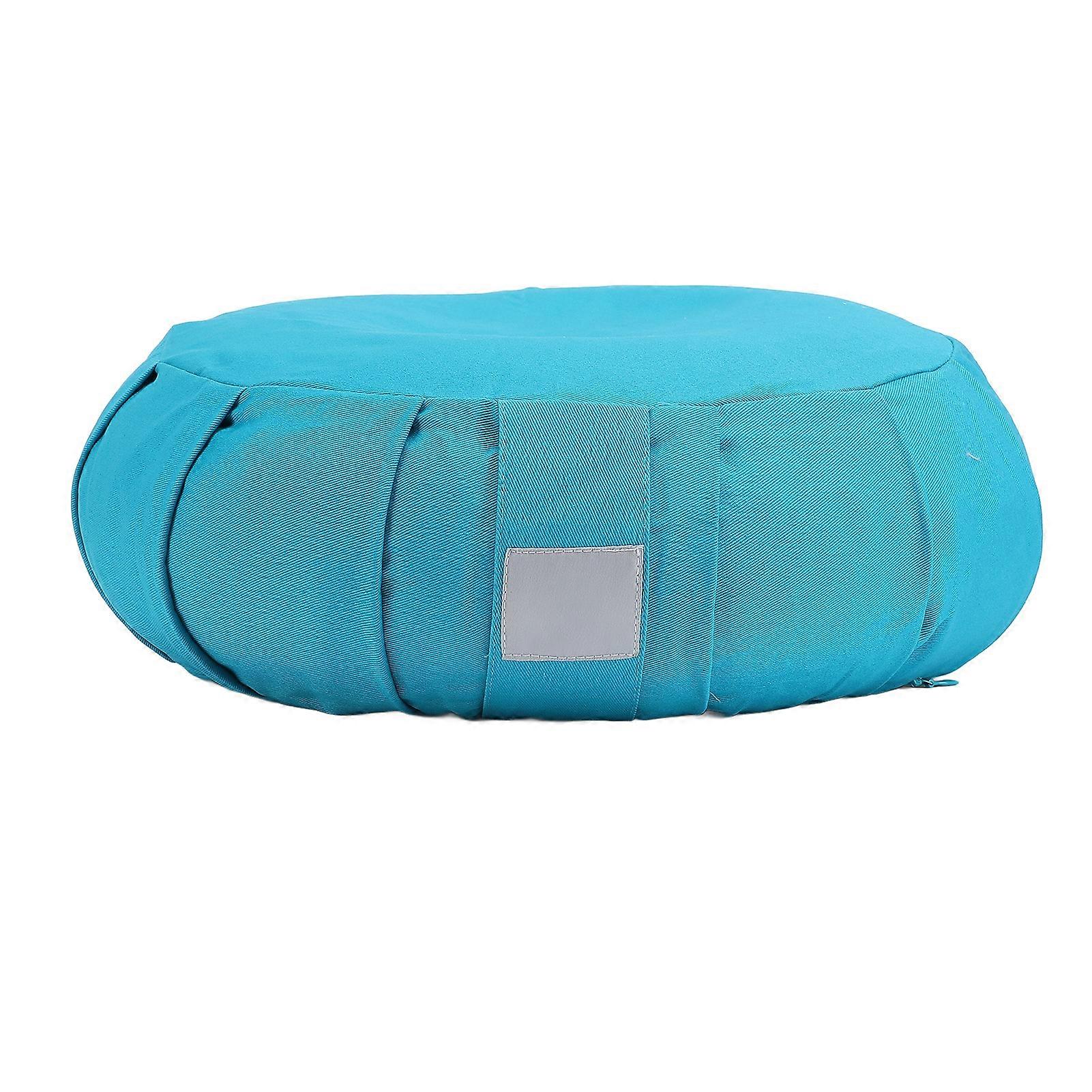 Buckwheat Hulls Meditation Cushion Yoga Bolster Kneeling Pillow Cotton Cover Carry Handle Meditation Floor Pillow for Sitting On Floor Sapphire Blue