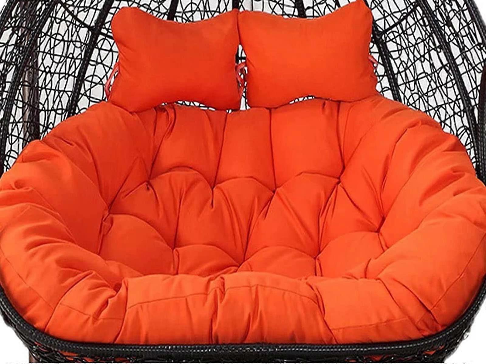 Hanging swing made of wicker for outdoor use, with double cushion, for terrace, balcony, replacement hammock, swing seat for 2 persons orange