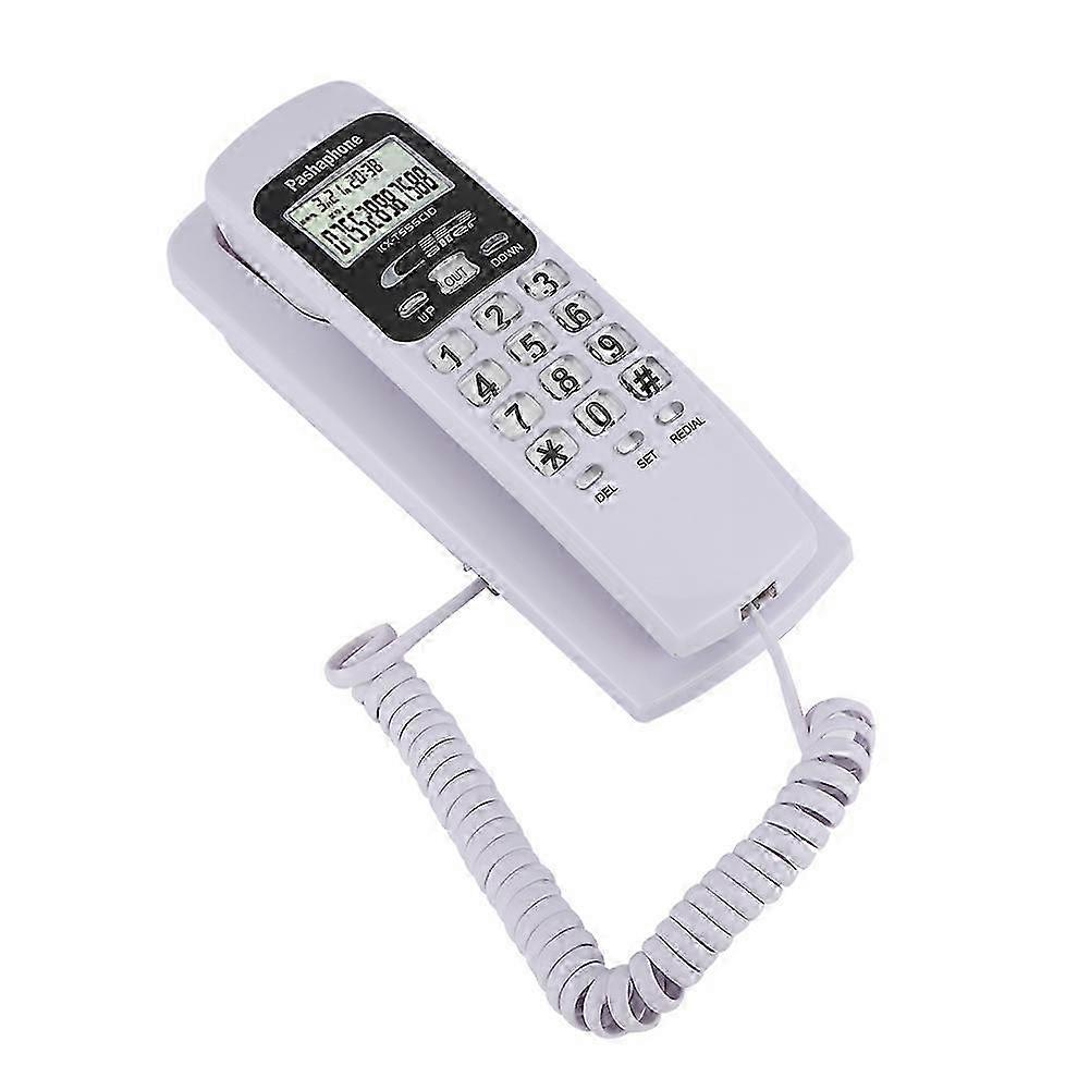 T555 Mini Wall Mounted Phone Caller ID Hotel Home Office Telephone with LCD Display Backlight(White ) Edition0612