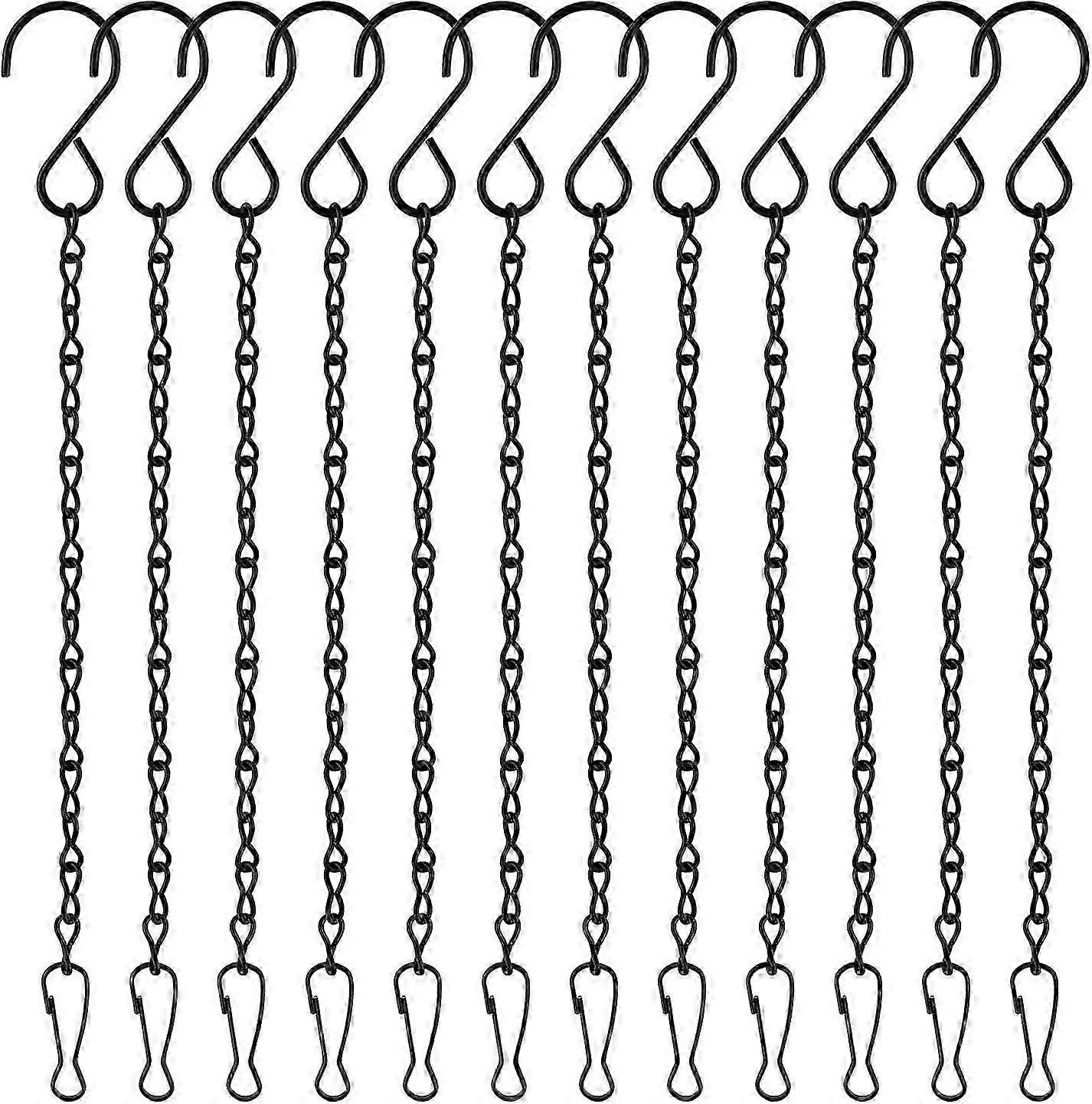 12 Pack Black Hanging Chains, Hanging Basket Chains, Garden Plant Hangers Metal Chains with Hooks Clips for Bird Feeders, Wind ChType C interface SZR