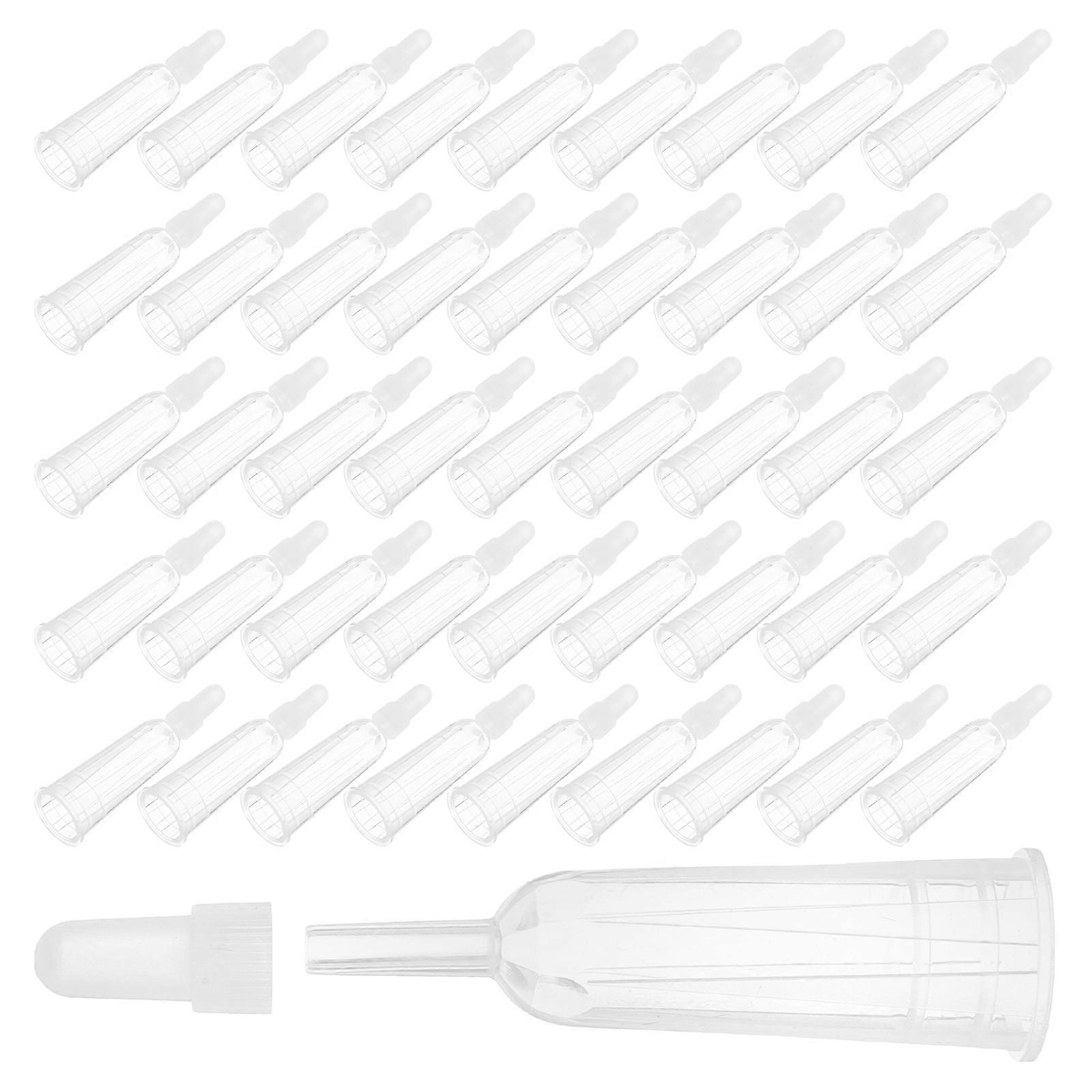 50pcs Transparent TPE Ampule Dispensing Tips Bulk Pack – Curved Neck Liquid Applicators with Finger Protection for Small Ampule Bottles, Leak Proof