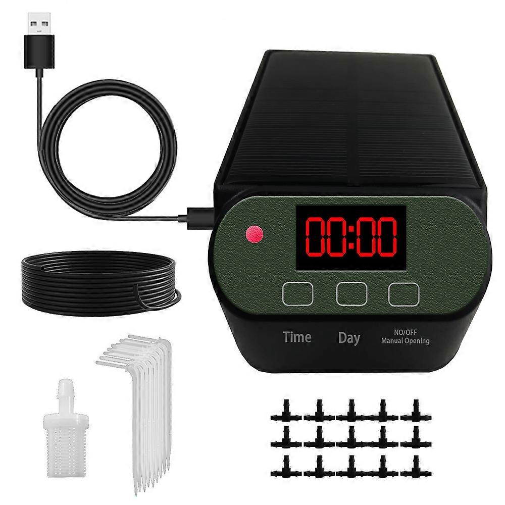 Solar Powered LCD Irrigation Controller for Home Garden, Auto Water Saving Digital Plant Watering Timer with Easy Programming