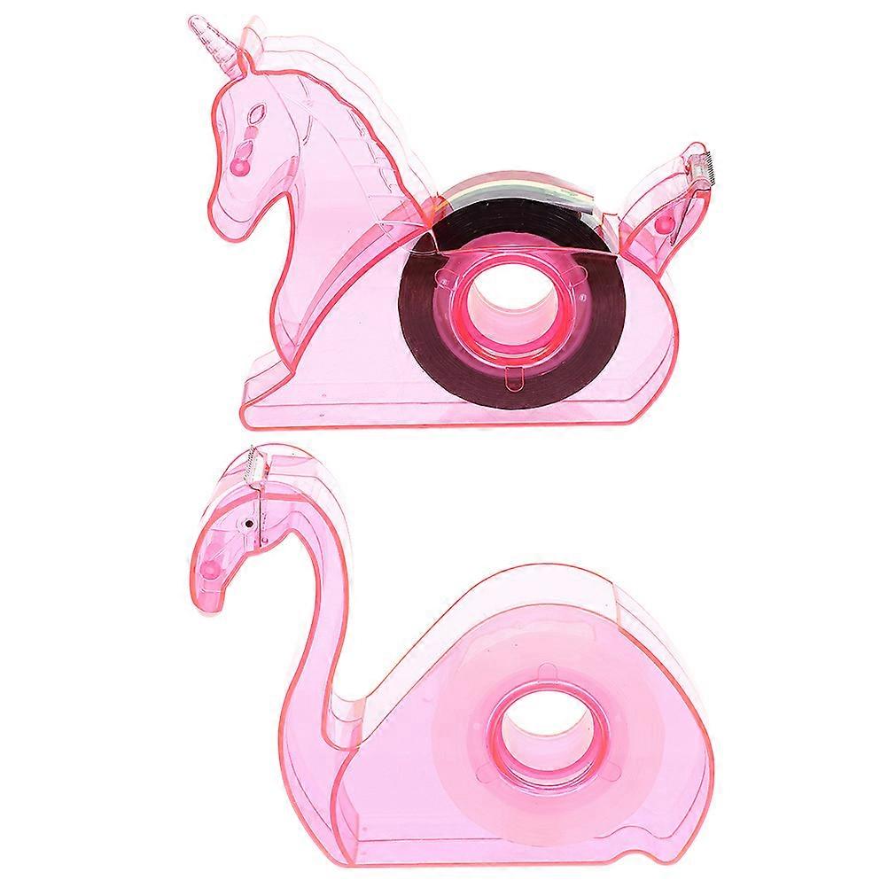 Portable Tape Multifunctional Design Flamingo Shape Plastic School Supplies 2 Sets
