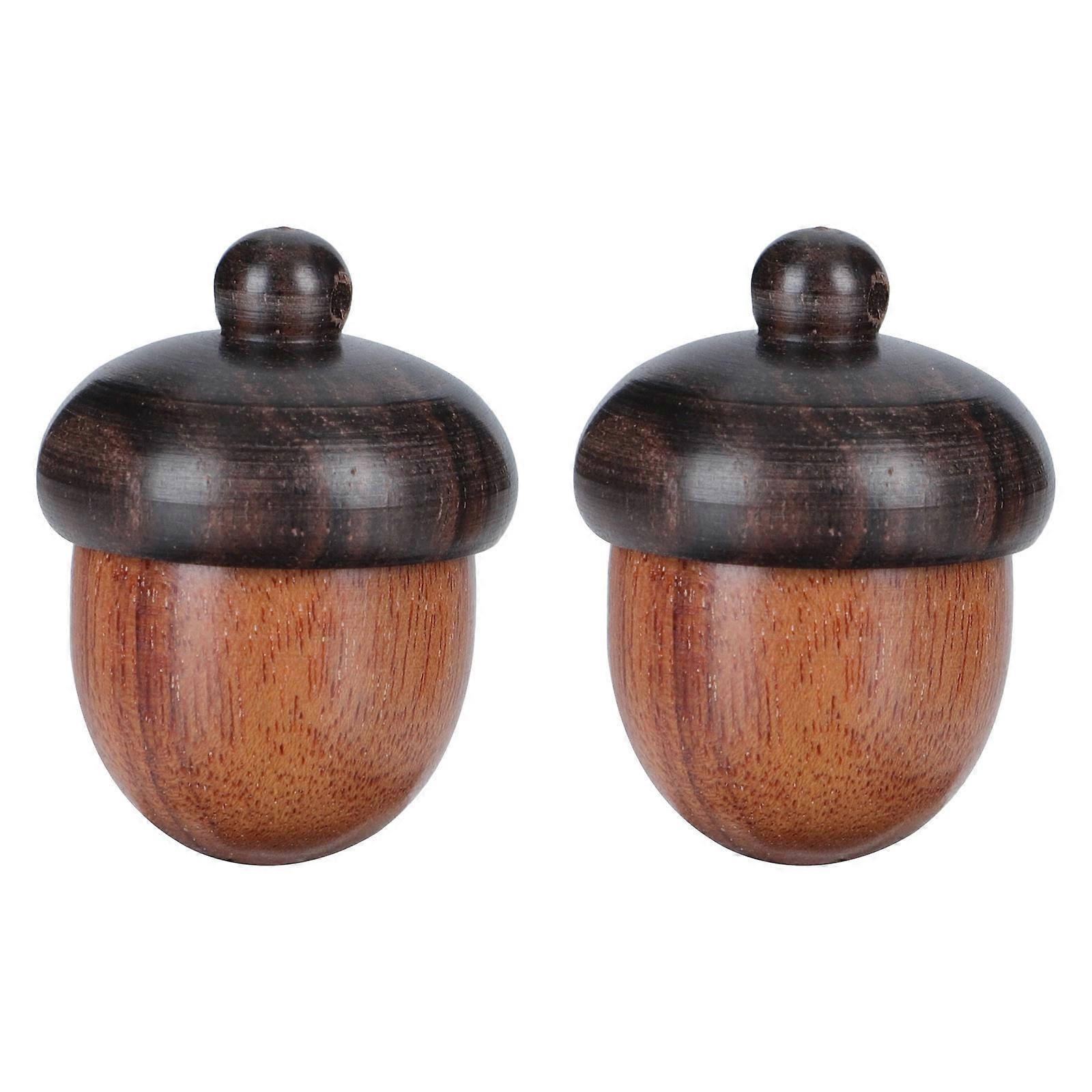 Coffee Wooden Pine Cone Pendant for Decor Small Storage Container 2Pcs