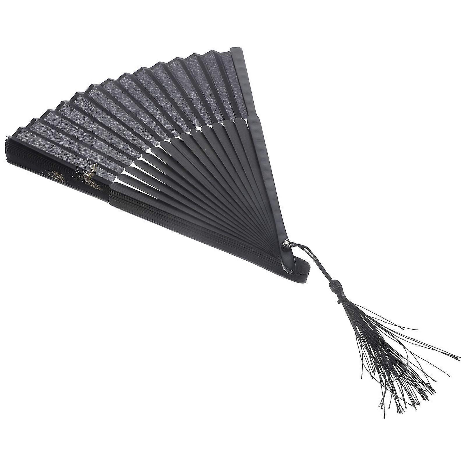 It sounds like you're describing a **retro style foldable dance fan** with Chinese inspired design elements. These types of fans are popular for: