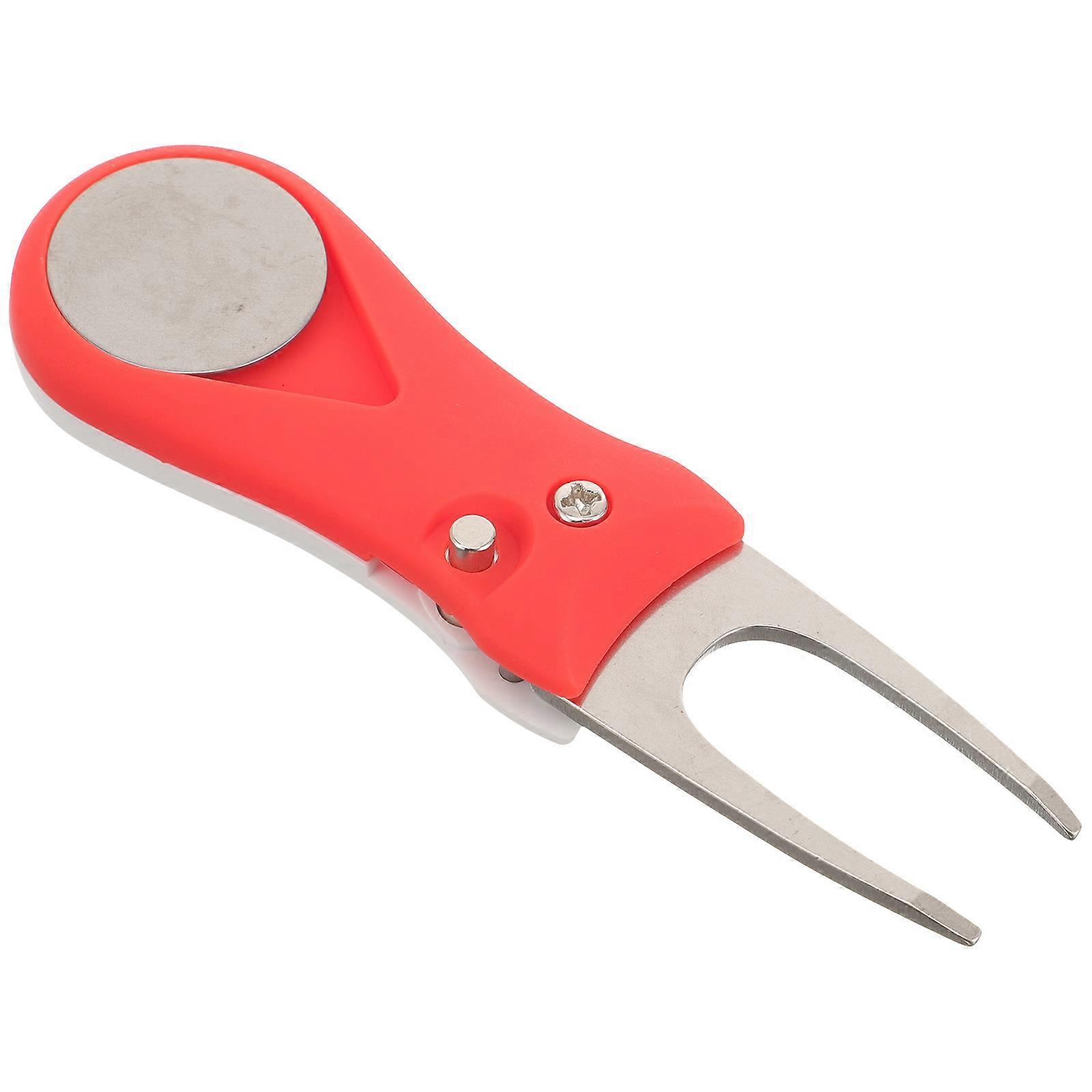 Professional Lawn Repairing Tool Golf Divot Fixing Fork Watermelon Red Color For Golf Players 1Pcs