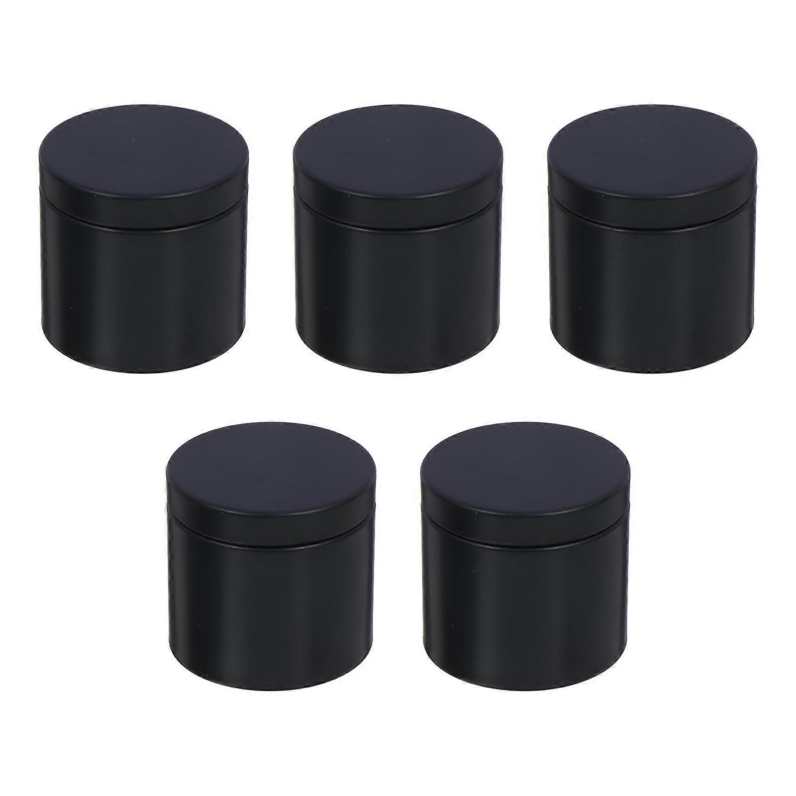 Black Tinplate Jar for Storage Made of Iron Suitable for Tea Candy and Snacks 5 Pieces Small Size