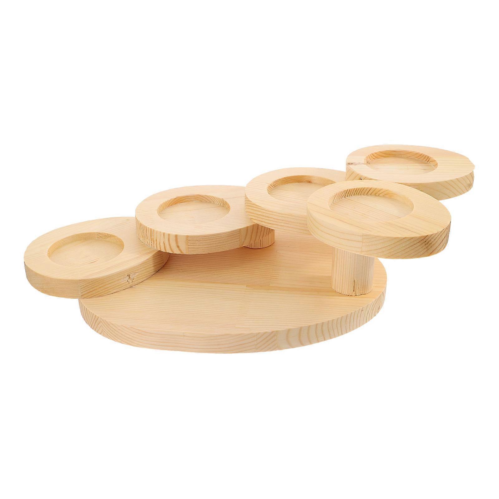 Rotating Wooden Utensil Rack Japanese Style Elegant Sushi Display Dinnerware Stand