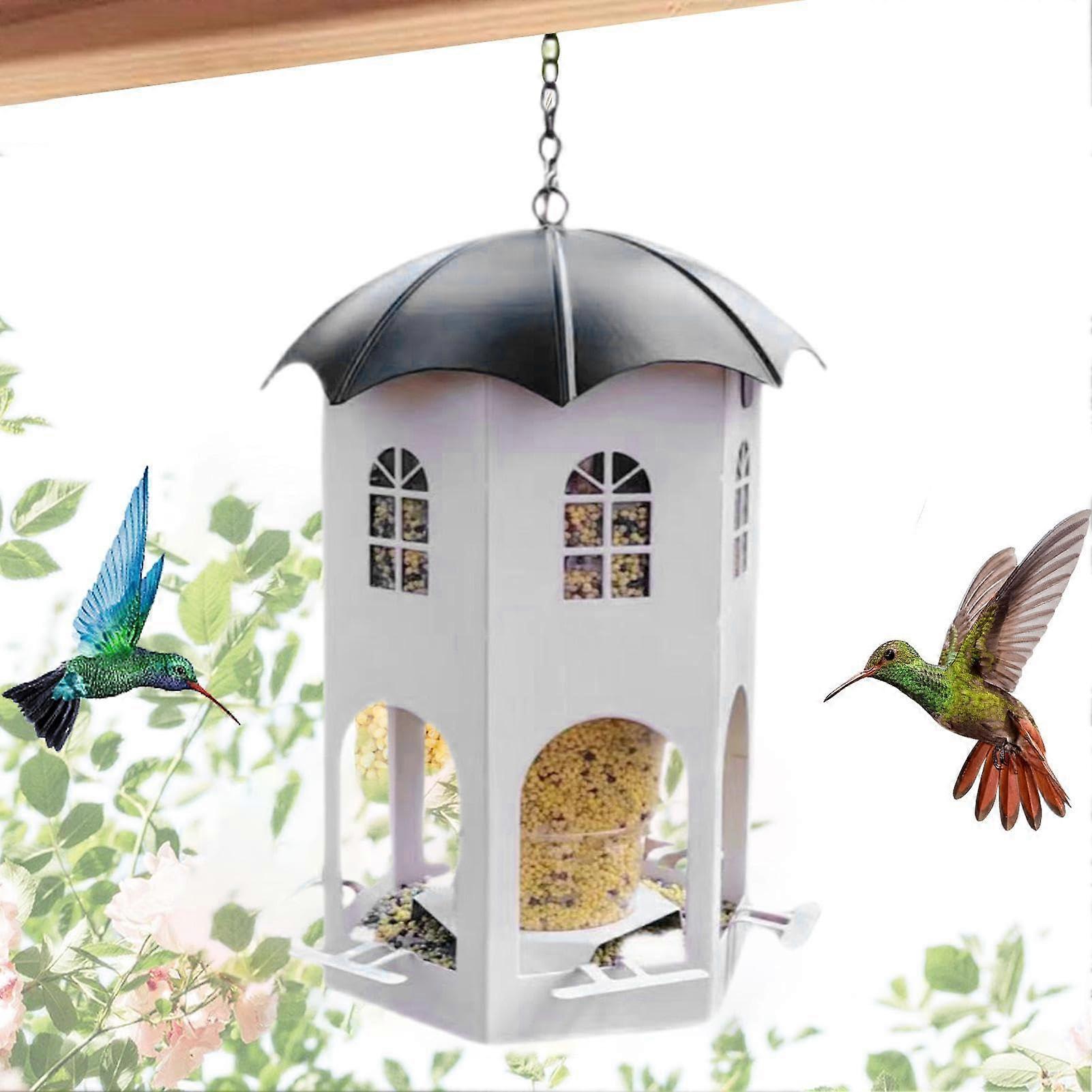 Hummingbird Feeders for Outdoors, Hanging Station, EasyRefill Clear Window White