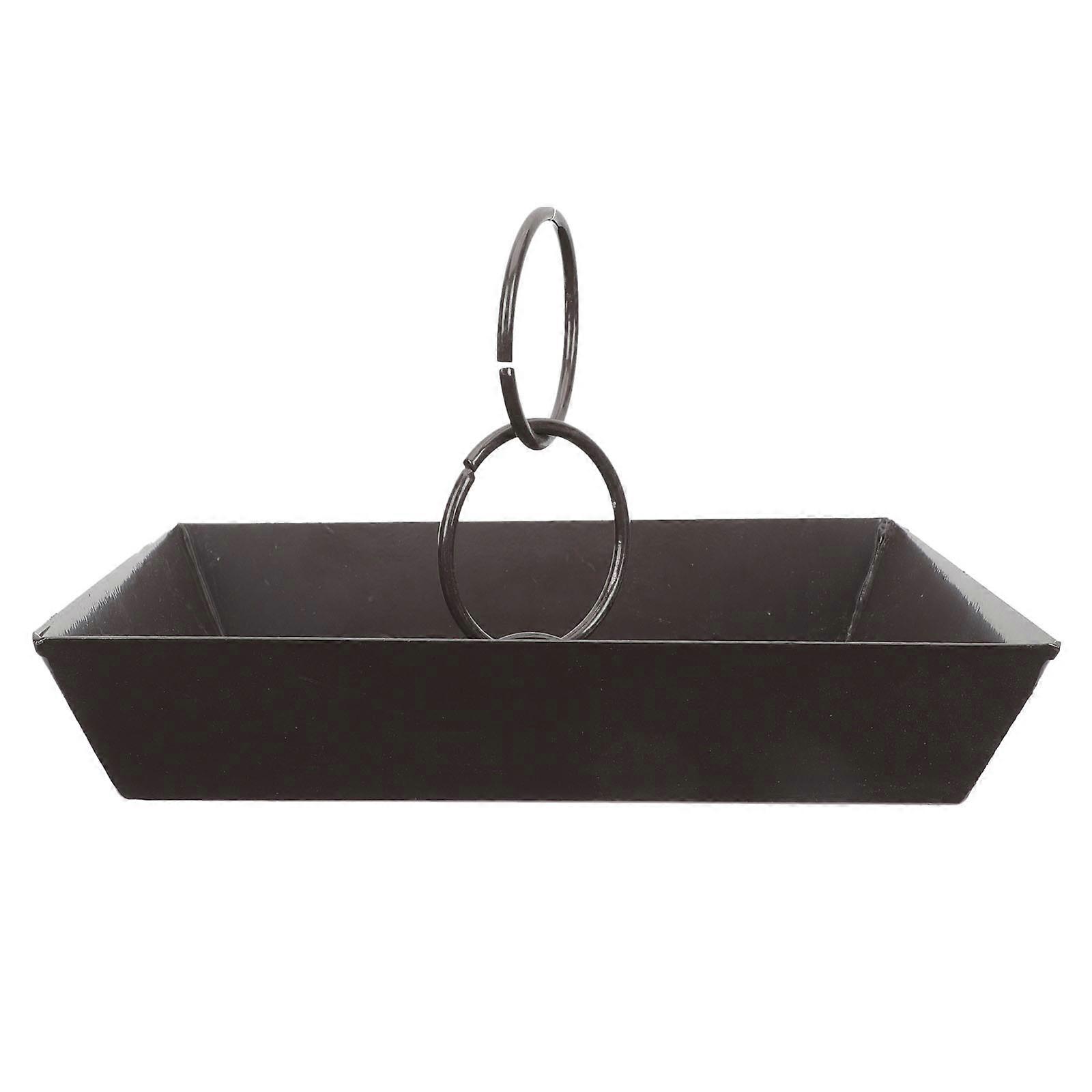 Stylish Rain Chains Basin for Balcony Prevent Soil Flow 26x22cm Black 1Pcs