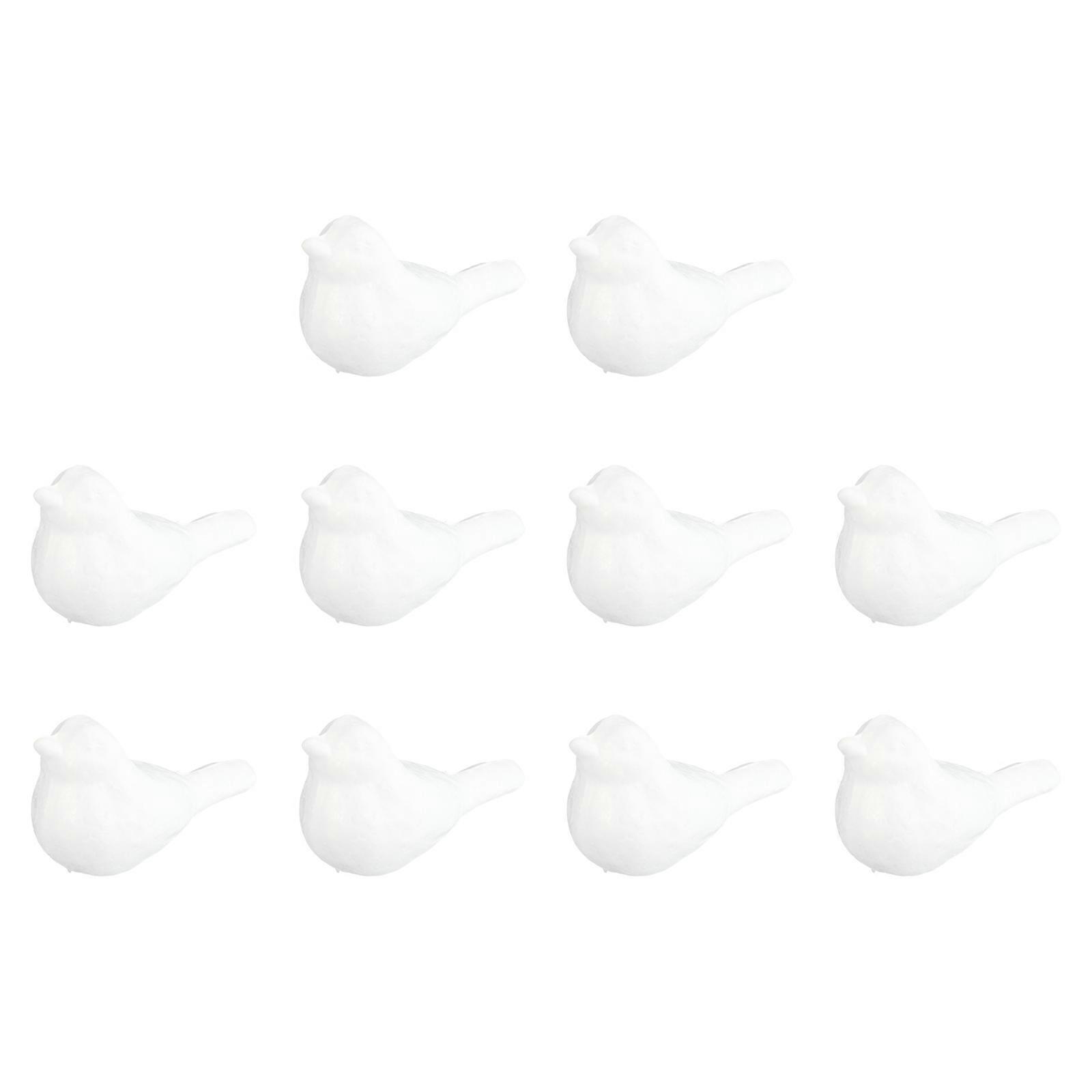 Diy Painting Bird White Foam Bird-Shaped Decorative Hand-Eye Coordination Kids 10Pcs