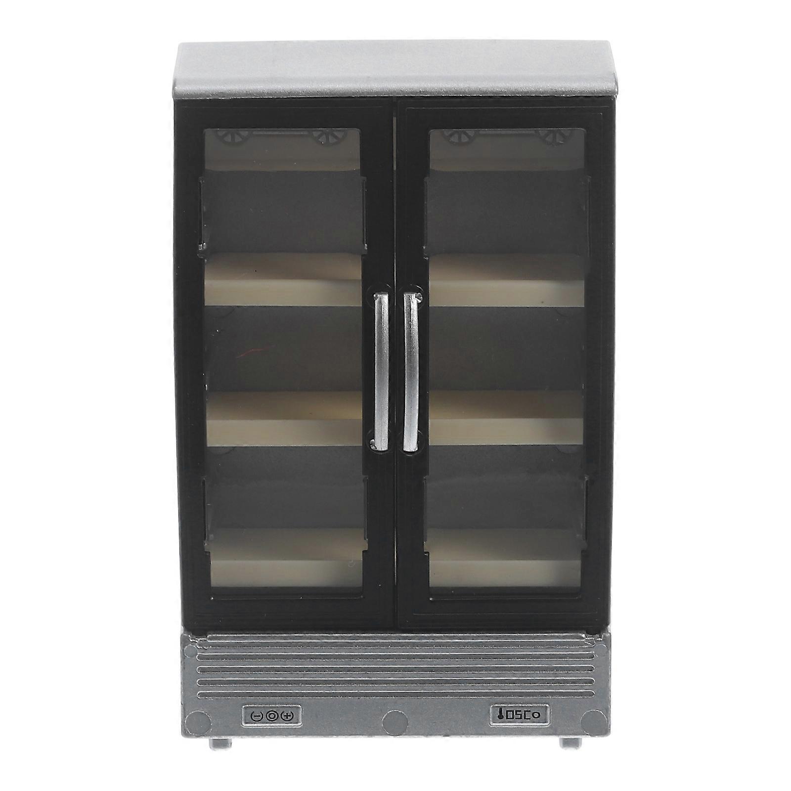 Mini Room Fridge Photo Prop Miniature House Fridge Double-Door Fridge 3.9X2.6X1.2in 1Pcs