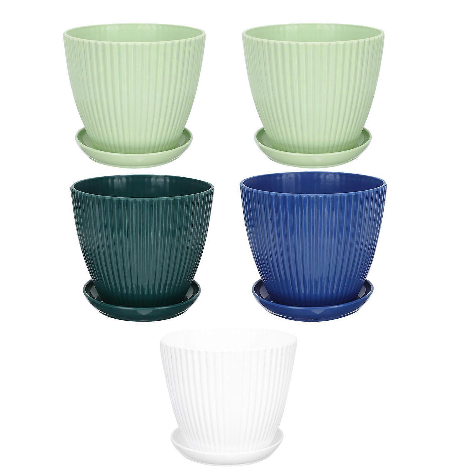5pcs Flower Pots with Saucer for Succulent Propagation, Durable Nursery Plant Containers for Gardening and Stylish Home Decoration