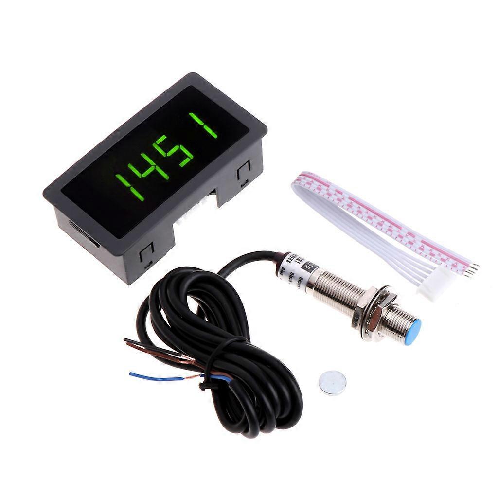 4 Digital LED Tachometer RPM Speed Meter+Inductive Sensor 12V 9999RPM for Lathe/Lawnmower/CNC/Spring High Precision