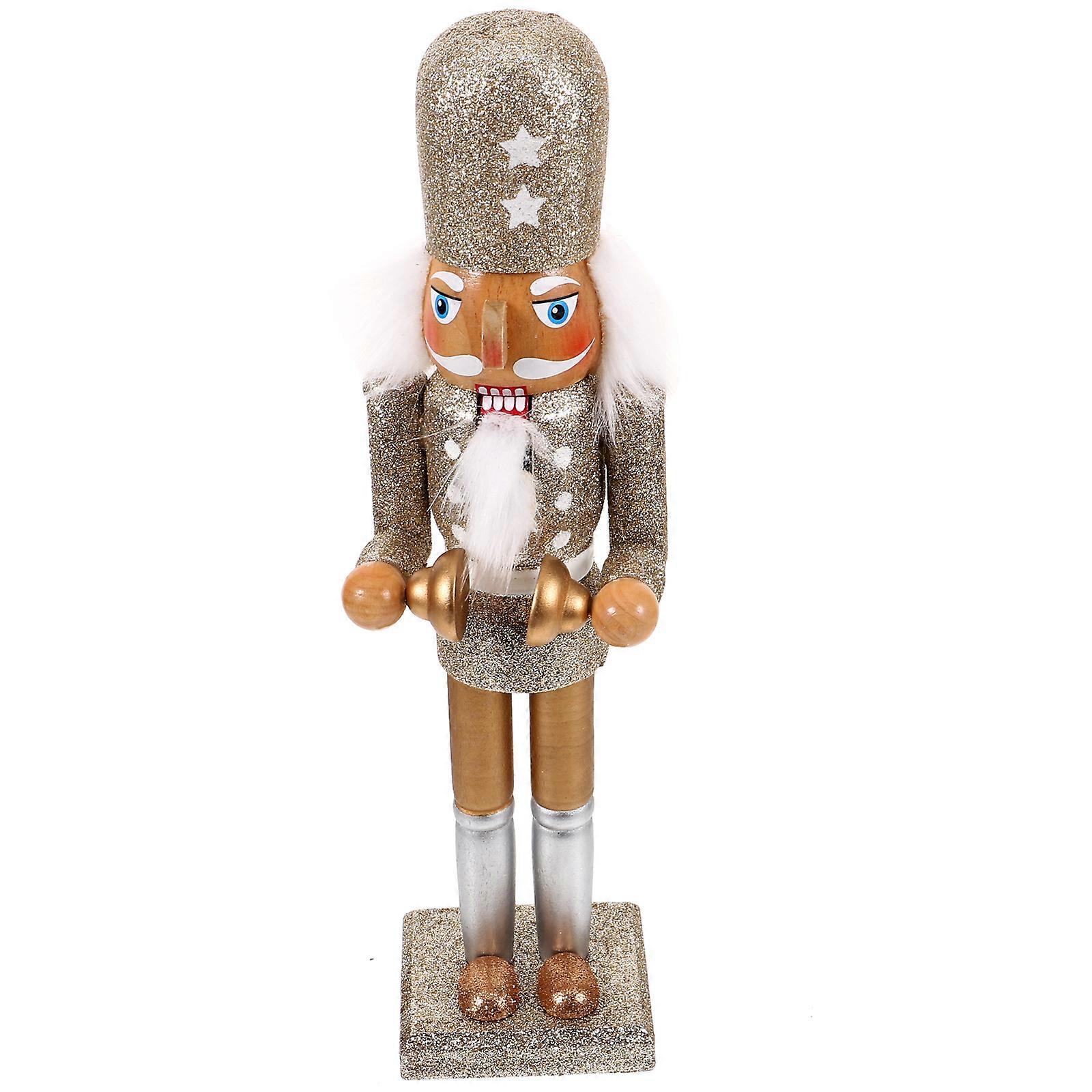 Platinum Nutcracker Ornament with Drum and Dome Top Festive Holiday Decoration, Indoor Use, Smooth Edges