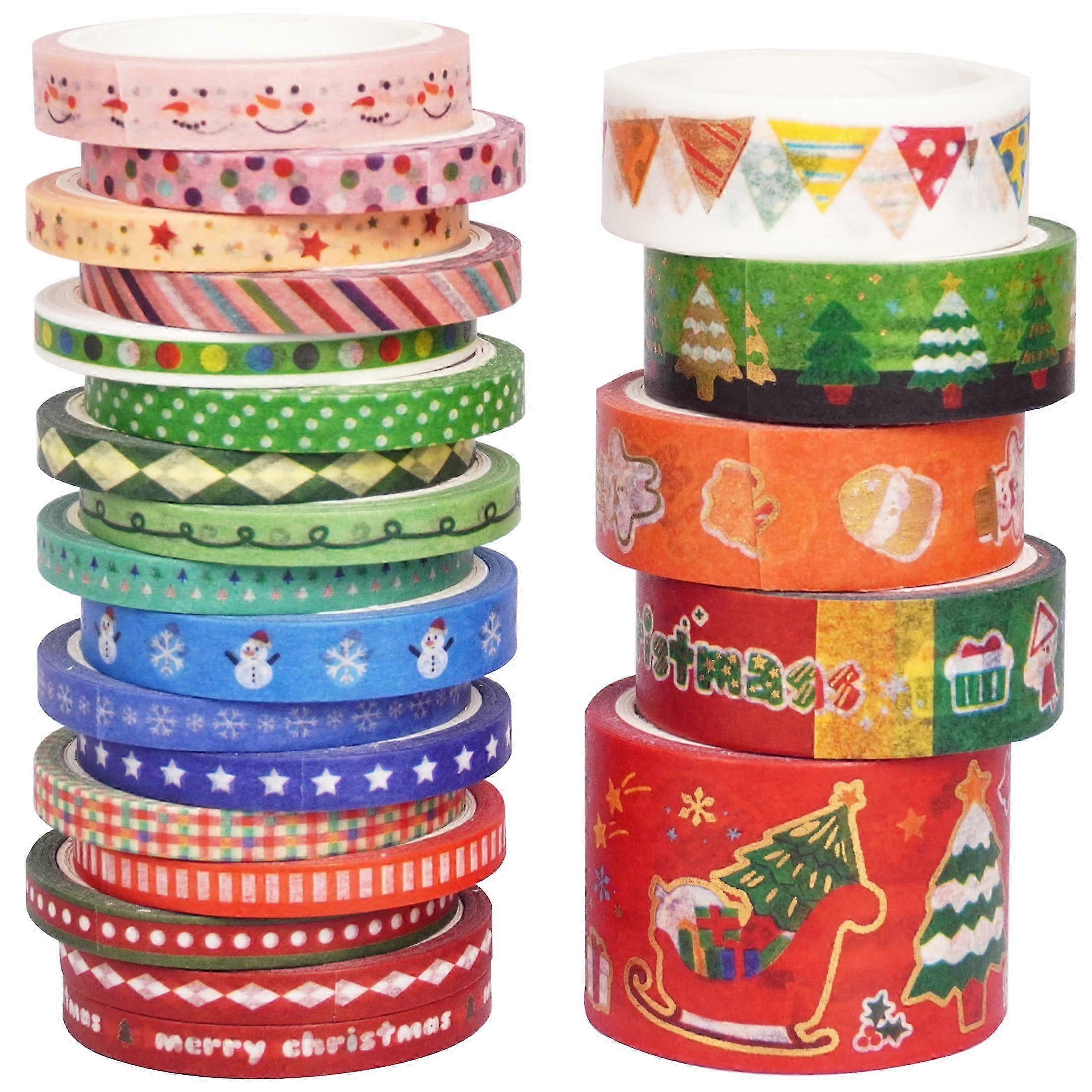 Set of 22 Decorative Tape Rolls for Crafting and Journals