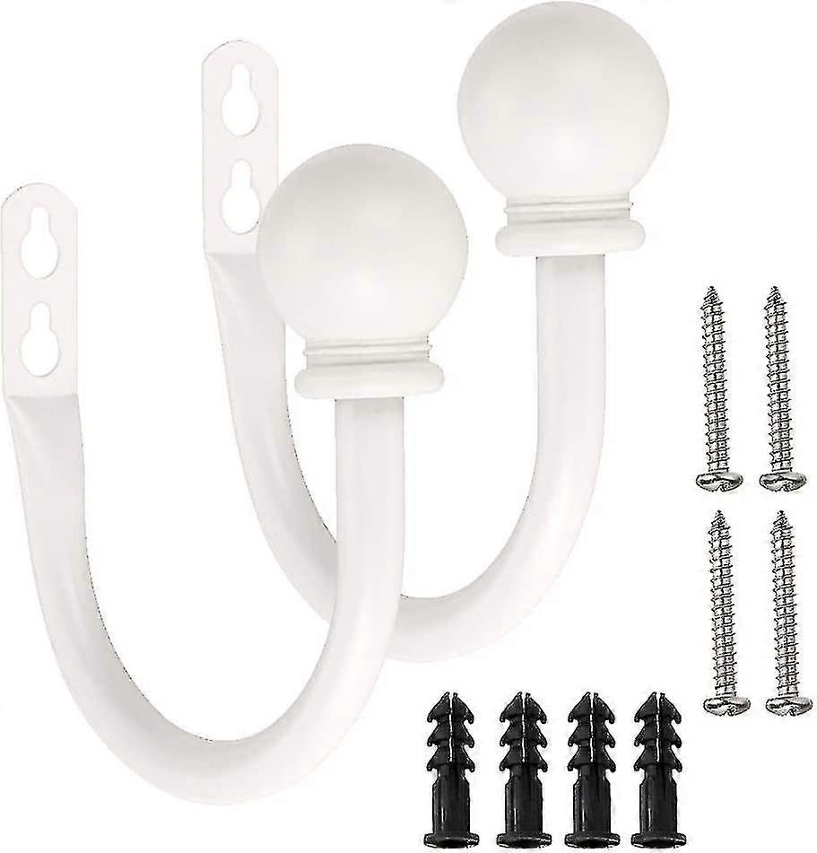 1ペアの金属製カーテンフック軽量レトロウォールマウント-ホワイト