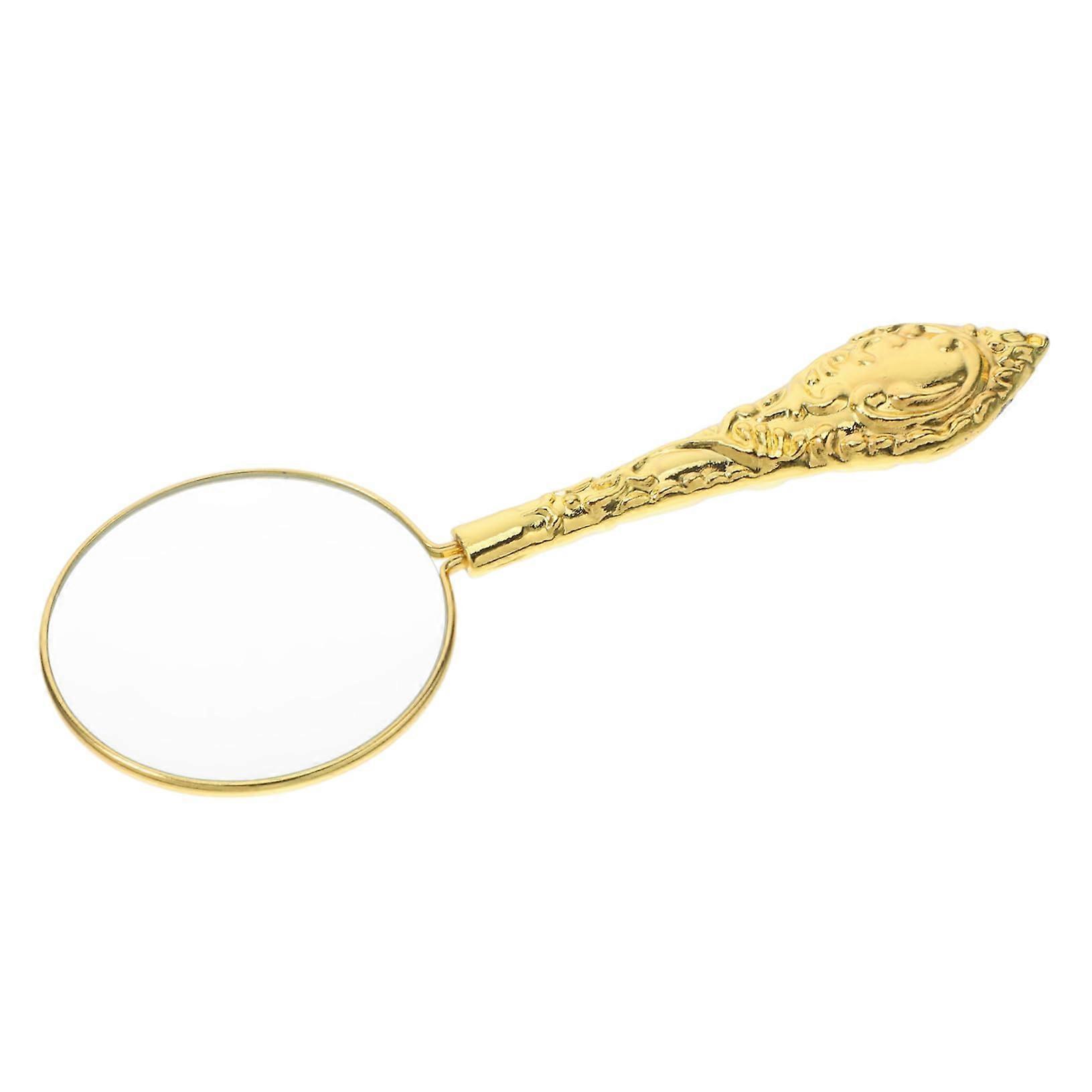 Lupe with embossed handle, metal door handle, magnifying glass with light