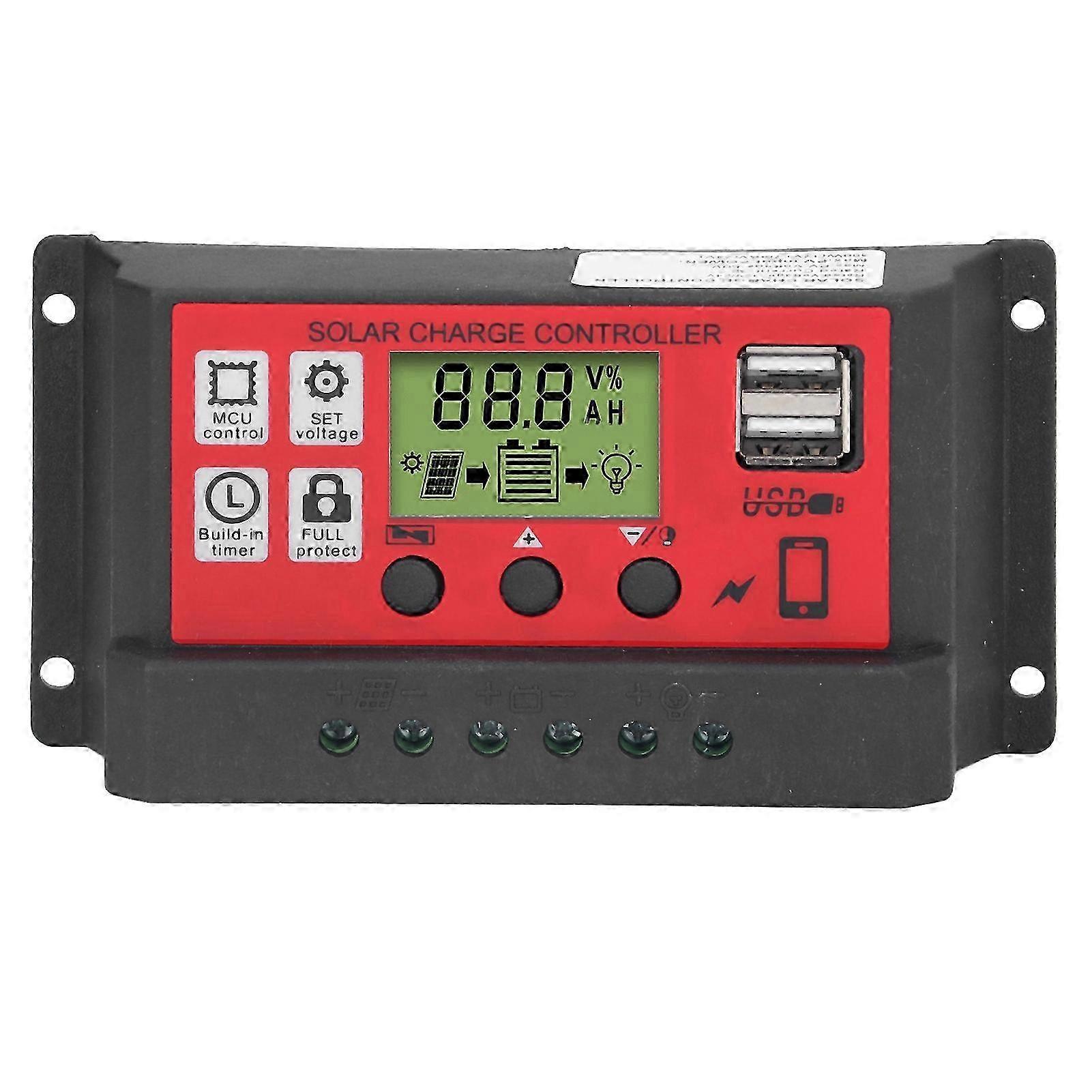 Adjustable Solar Charge Controller with LCD Display for 12V 24V Batteries 30A