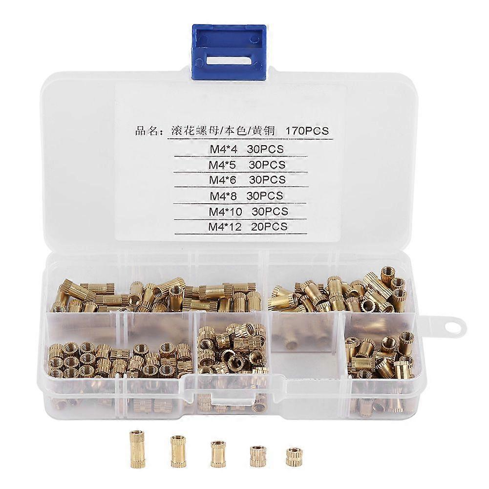170pcs M4 Brass Cylinder Knurled Threaded Round Insert Embedded Nuts