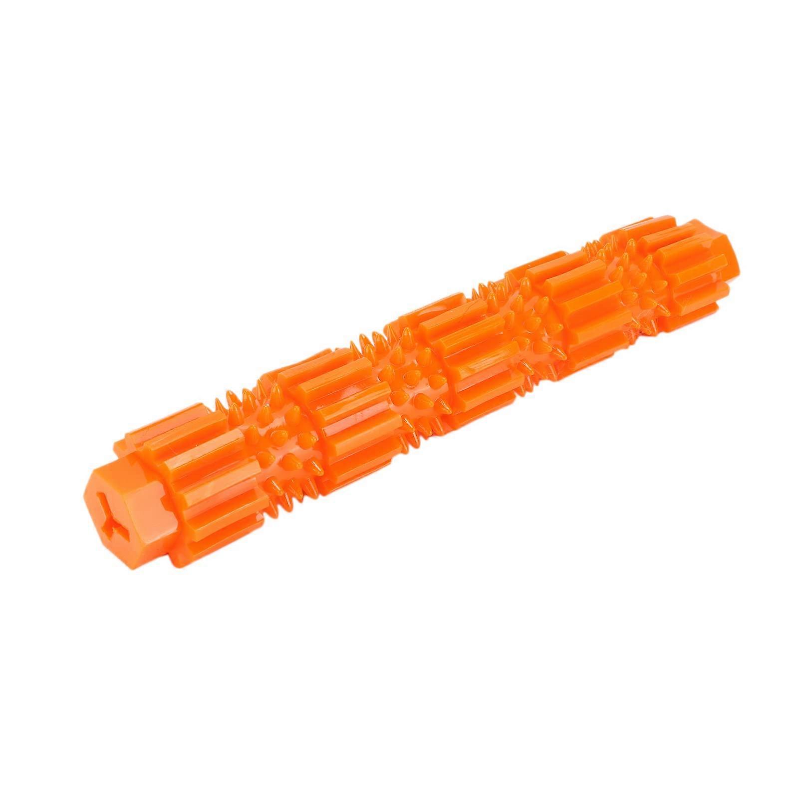 Dog Bone Toy for Aggressive Chewers, Indestructible Squeaky Toothbrush Toy for Small Medium Dogs, Orange L (330 x 184 mm)