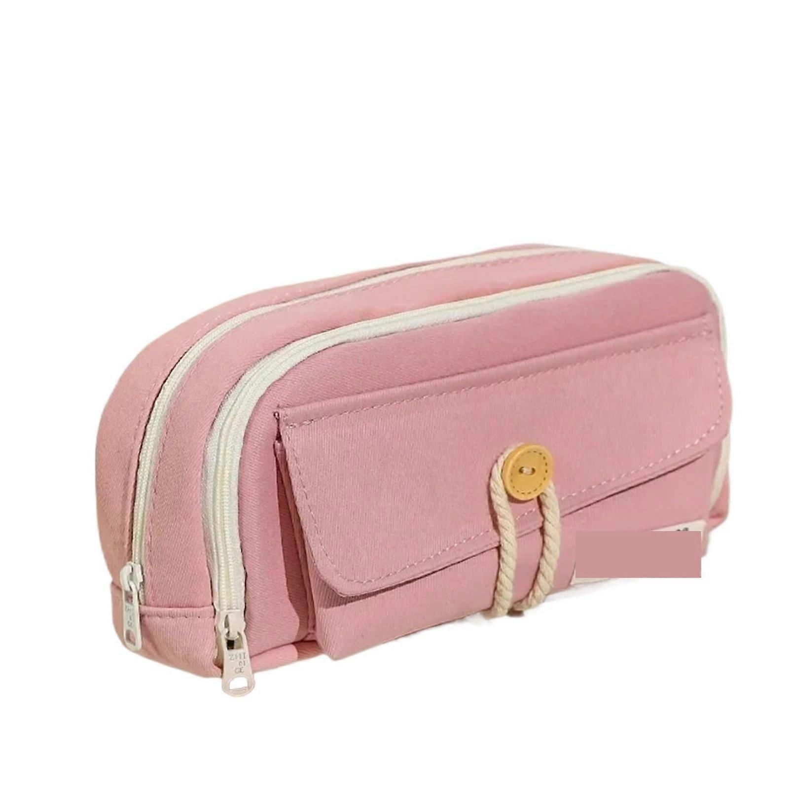 Taschen Papiertaschen 2 Stück Einfarbig Segeltuch Federmäppchen für Schüler Lehrer Schreibwarentasche Rosa