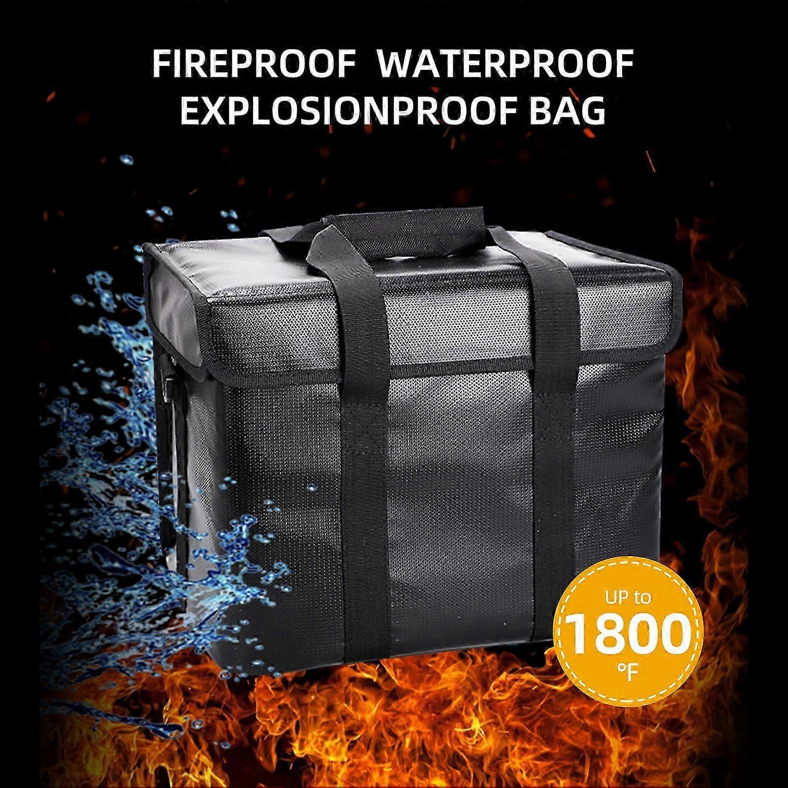 Fireproof Lipo Safe Bag Explosionproof Protective Battery Waterproof Bag with Zippers Handle Strap Portable Storage Guard Pouch for Battery Storage