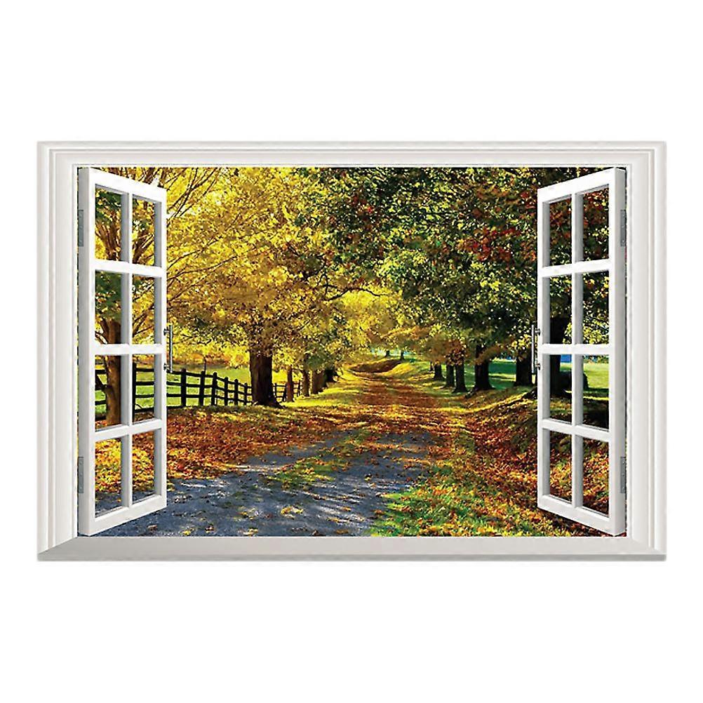 Faux Window Wall Decal Fake Window Sticker Room Improvement Nursery Rectangular Style 1Pack