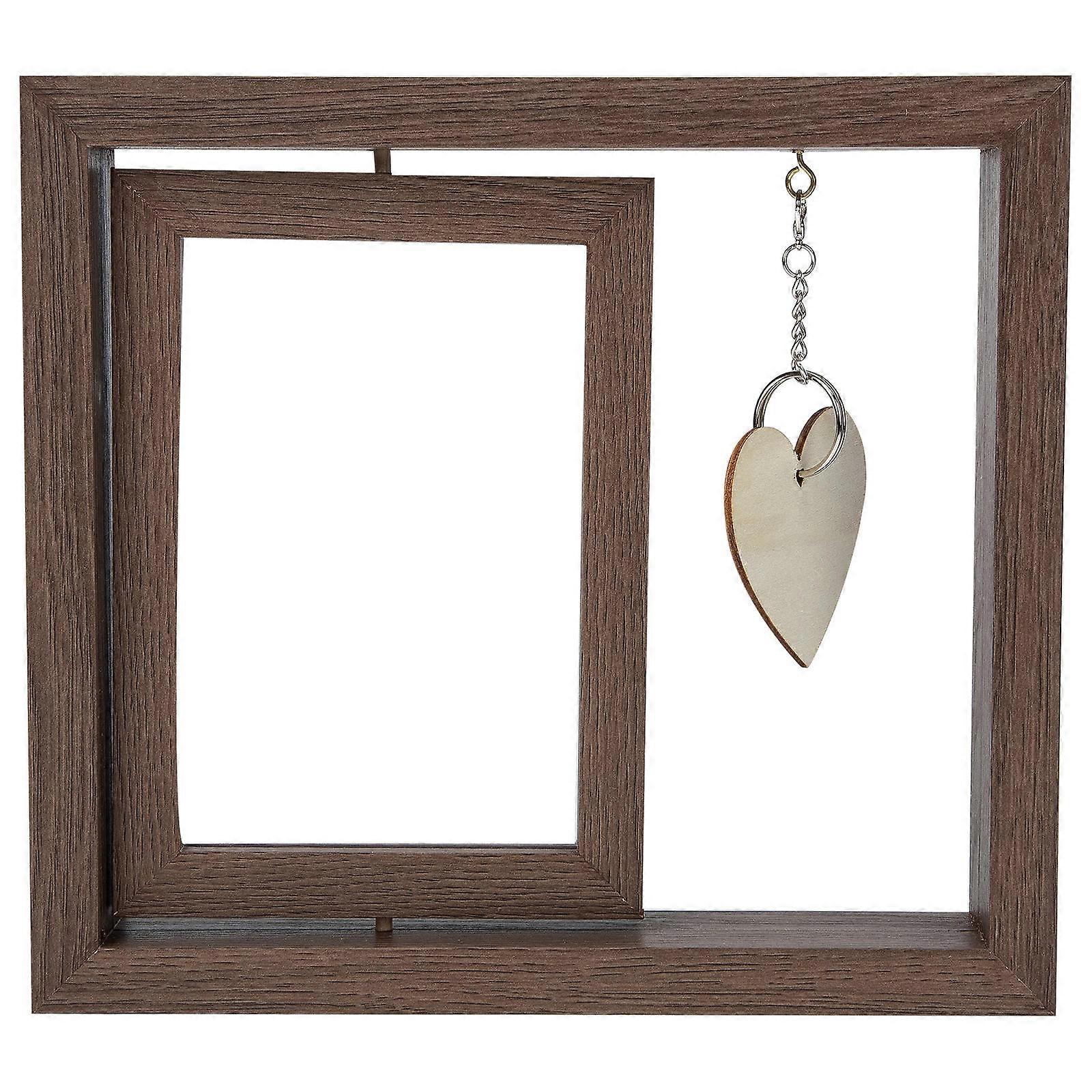 Double-Sided Rotating Photo Frame for Grandparents Simple Desktop Display 23x21cm 1Pcs