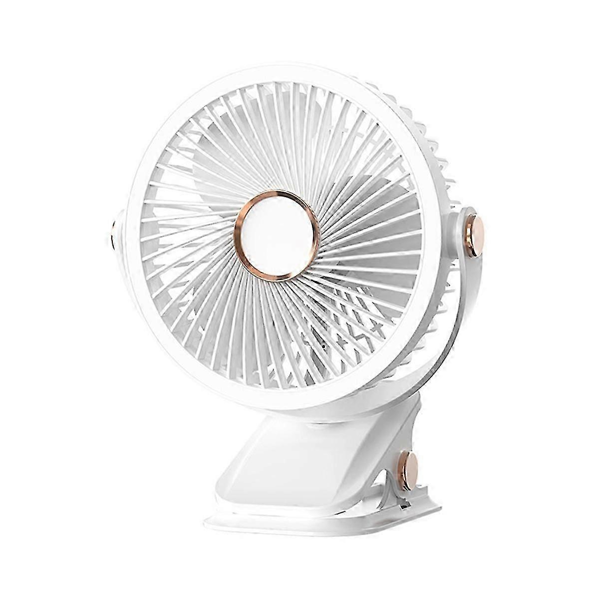 Portable USB Rechargeable Mini Desk Fan with Clip, 360 Degree Rotation and LED Light
