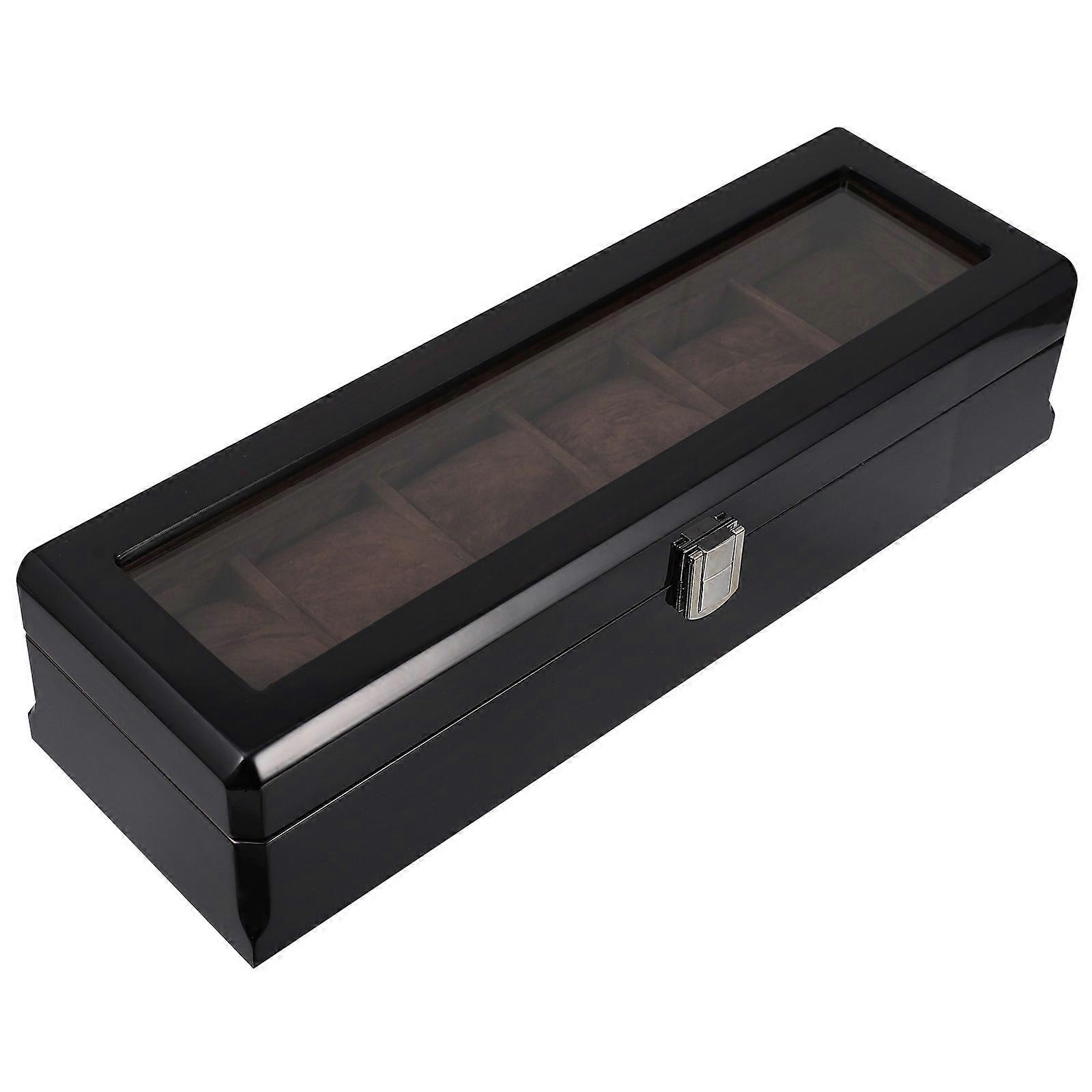 Wooden Watch Storage Box with Display Window, Scratch Resistant Jewelry Organizer for Watches and Bracelets, Portable Home and Travel Container