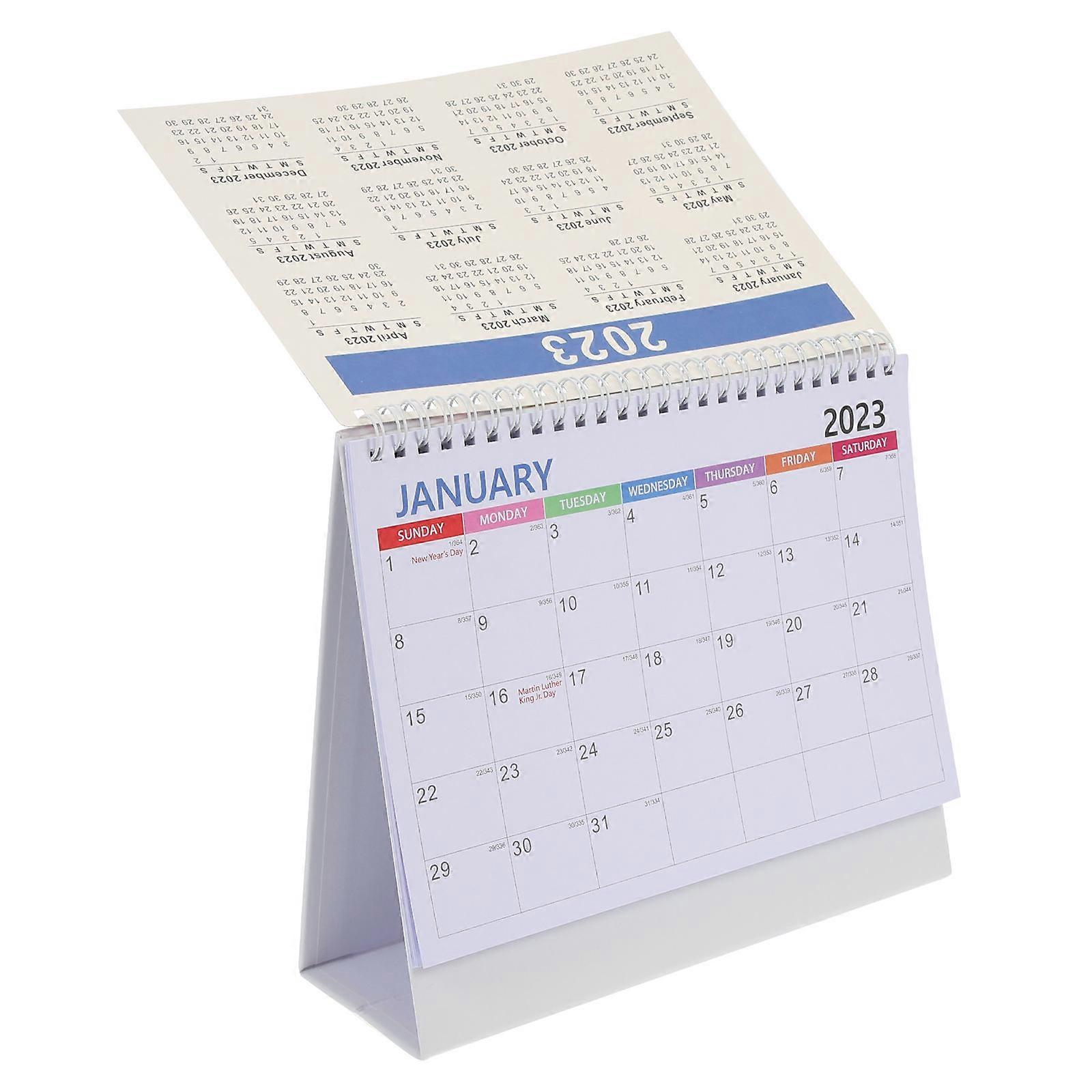 Mini Desktop Calendar Year Planner for Office Rectangular 23x16cm Planning 1Set