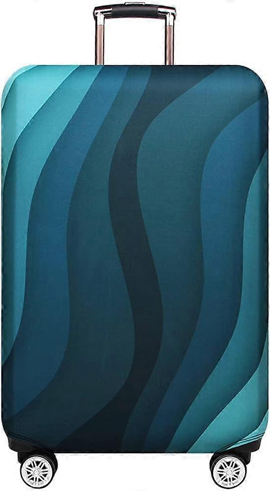 ZENGO Thicker Capa de Bagagem Capa Protetora Elástica para Mala de 18 32 Polegadas Acessórios de Viagem (Green Ripple, M)
