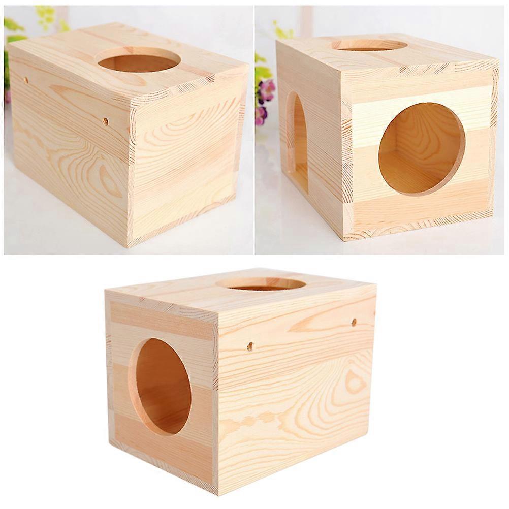 Wooden Hamster Houses Exercise Small Animal Bed Cozy Indoor Use Natural Wood 22x16x16cm 1Pack