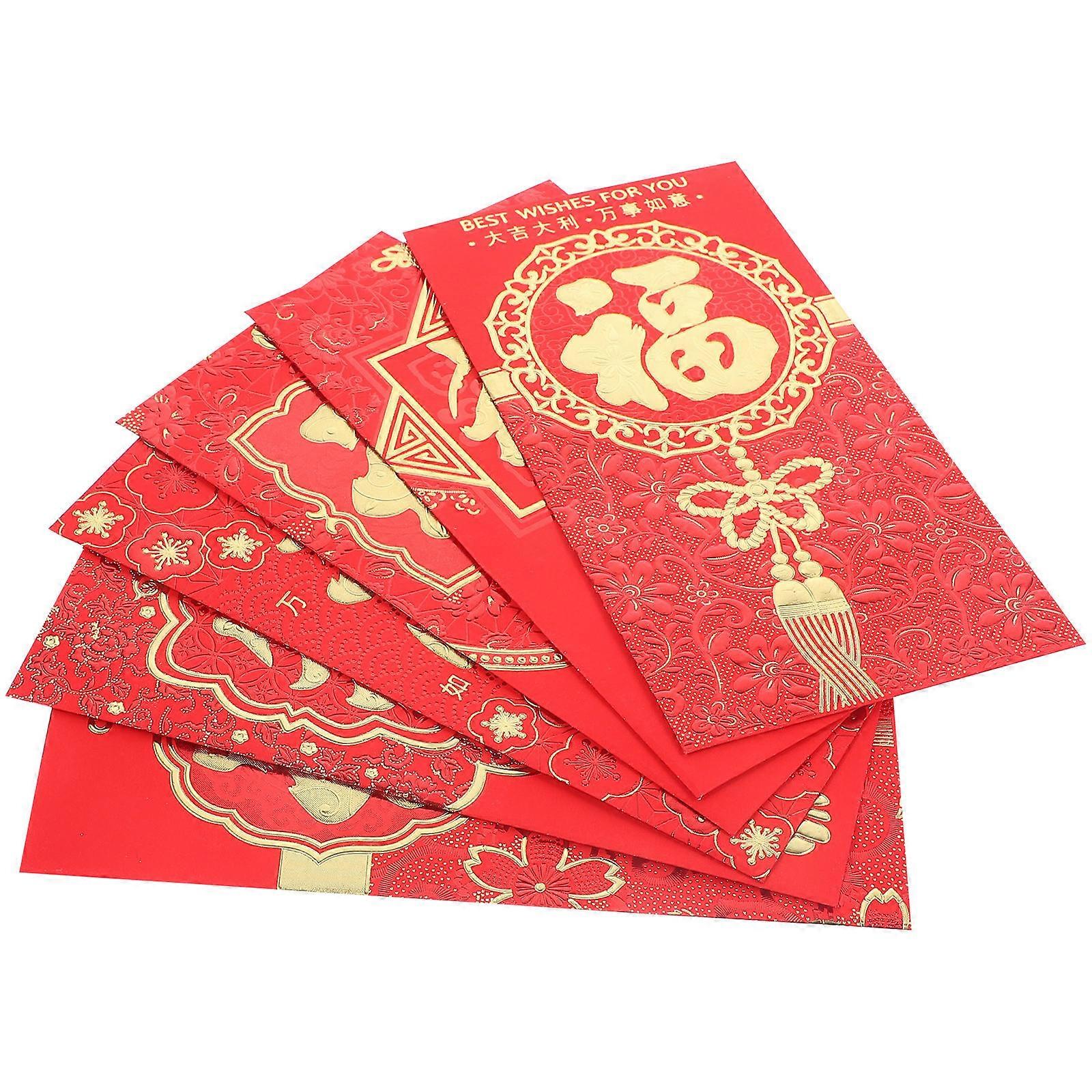 Red Envelopes Paper Material Rectangular Shape Business Gifting 6Pcs