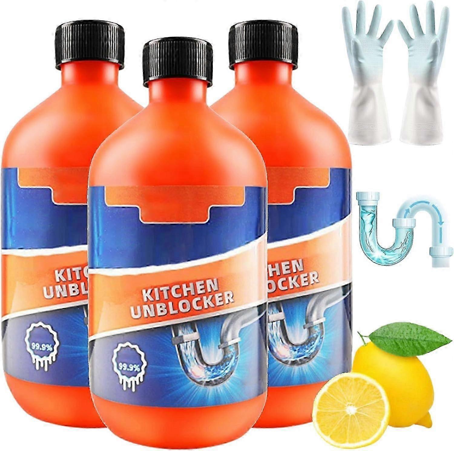 Kitchen Unblocker-Pipeline Dredging Agent, Drain Clog Remover Agent, Foam Lemon Drain Cleaner, Pipe Unclogging Dissolving Agent, Powerful Pipe Dredgin
